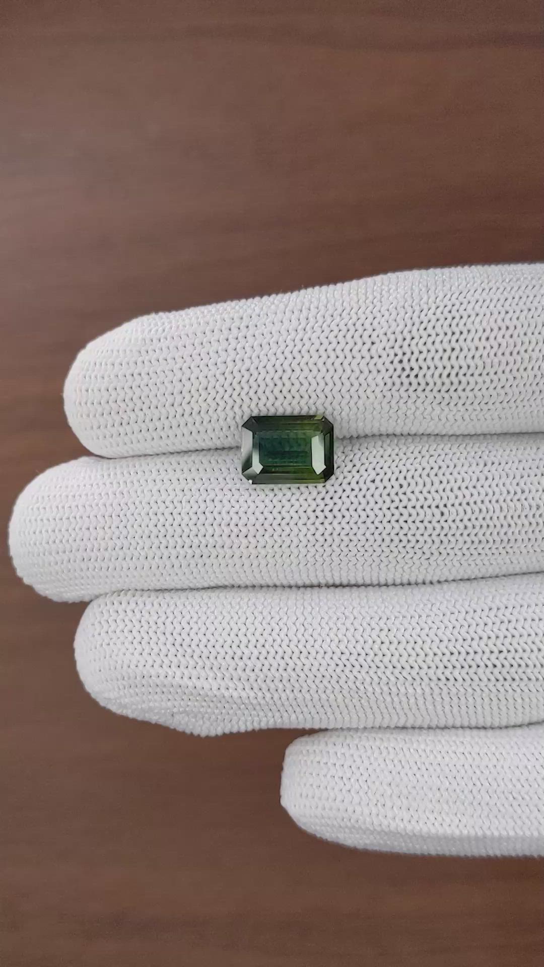 3.60 Ct. Bluish Green Sapphire from Madagascar Size Video