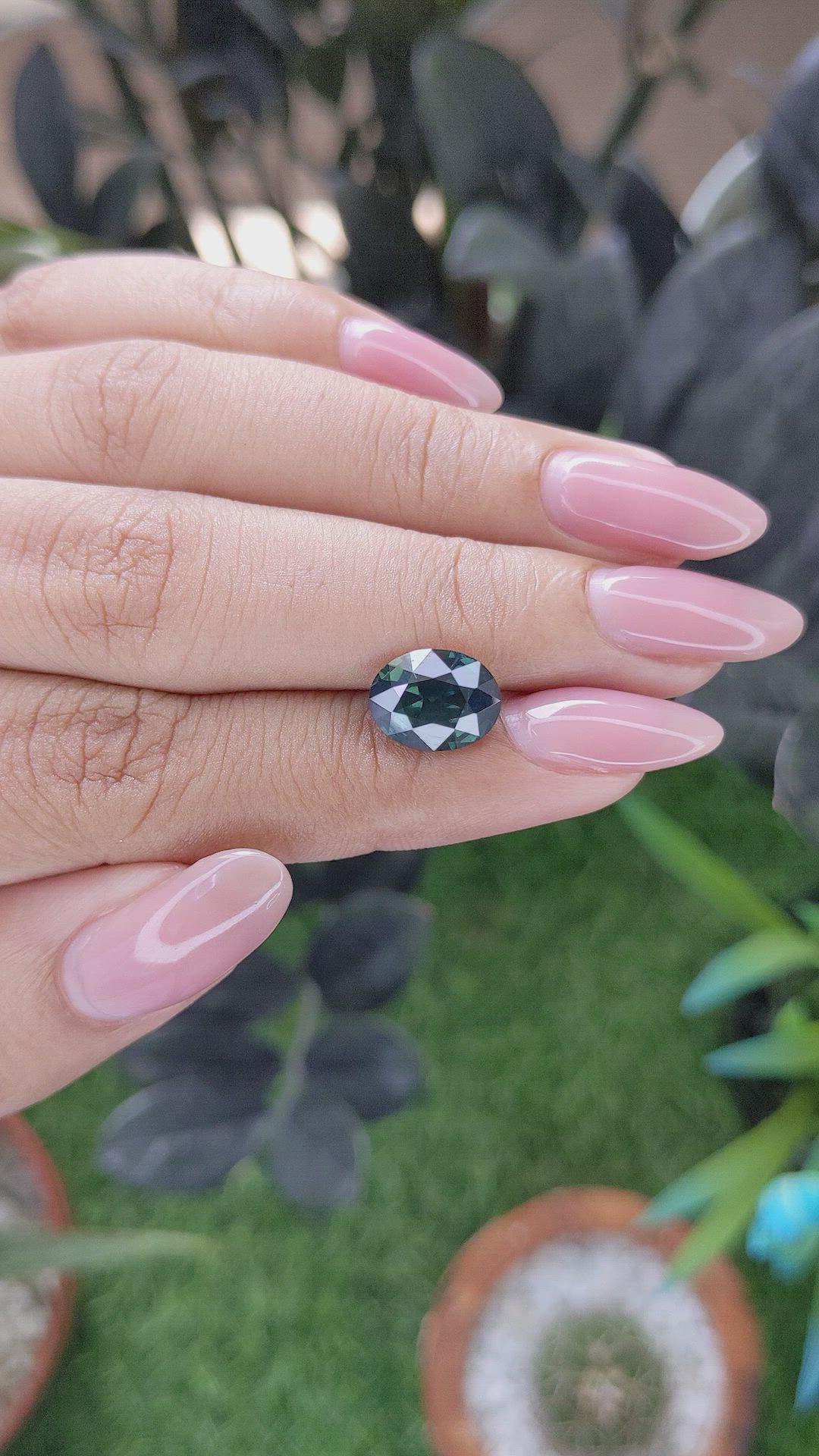 3.13 Ct. Greenish Blue Sapphire from Madagascar Size Video