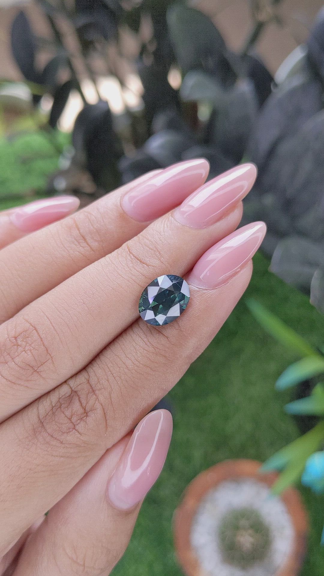3.13 Ct. Greenish Blue Sapphire from Madagascar Size Video
