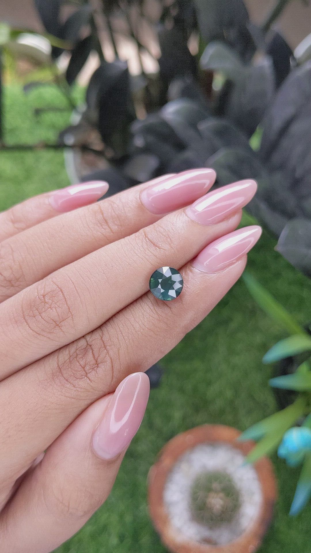 2.52 Ct. Bluish Green Sapphire from Madagascar Size Video