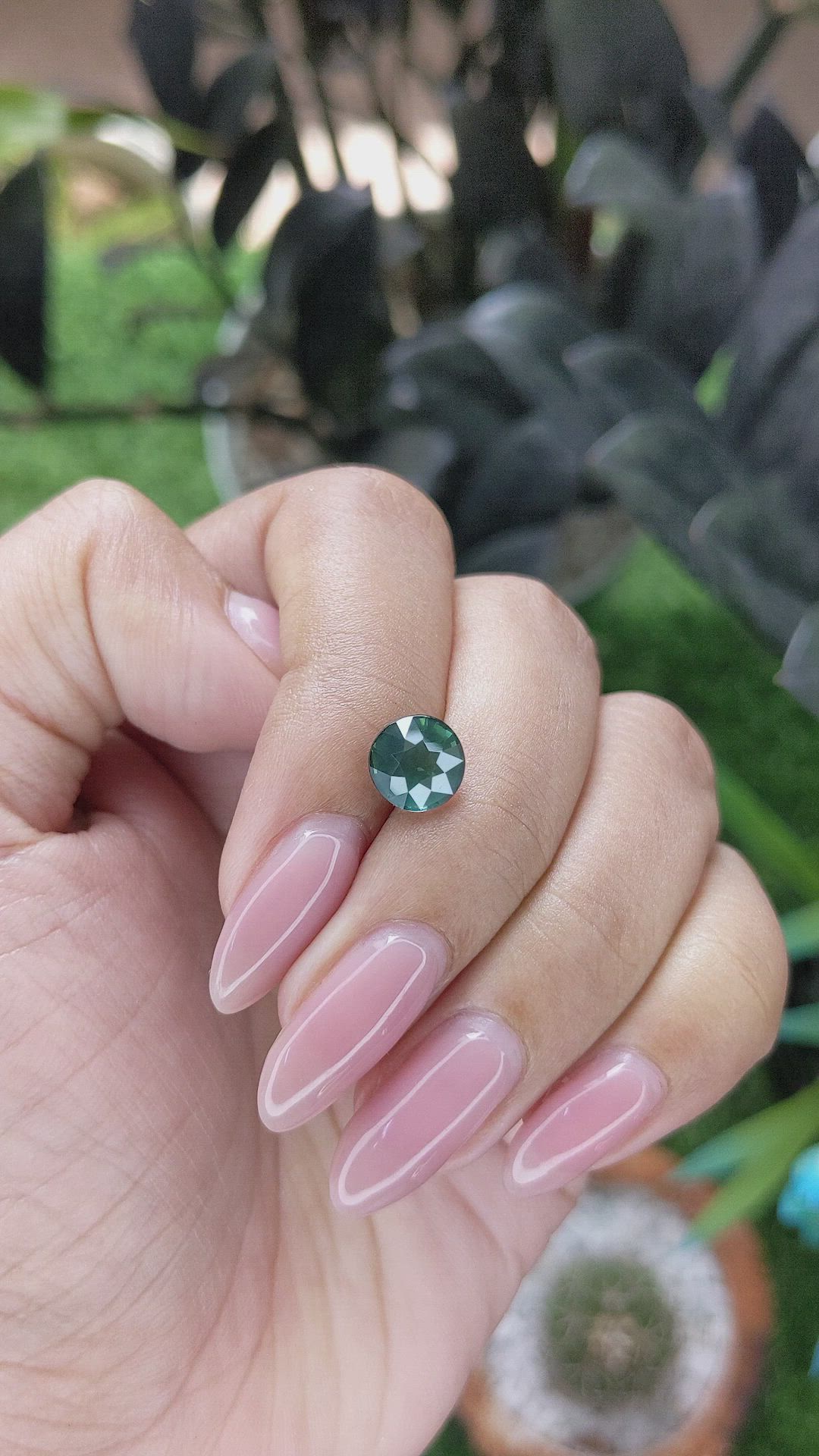 2.52 Ct. Bluish Green Sapphire from Madagascar Size Video