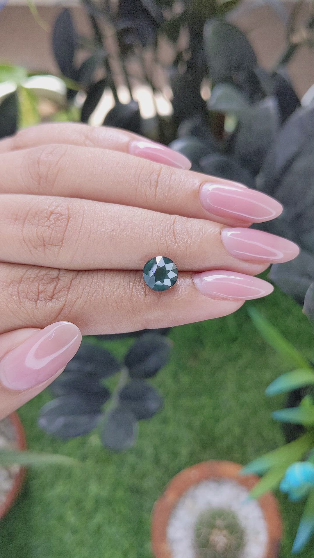 2.52 Ct. Bluish Green Sapphire from Madagascar Size Video
