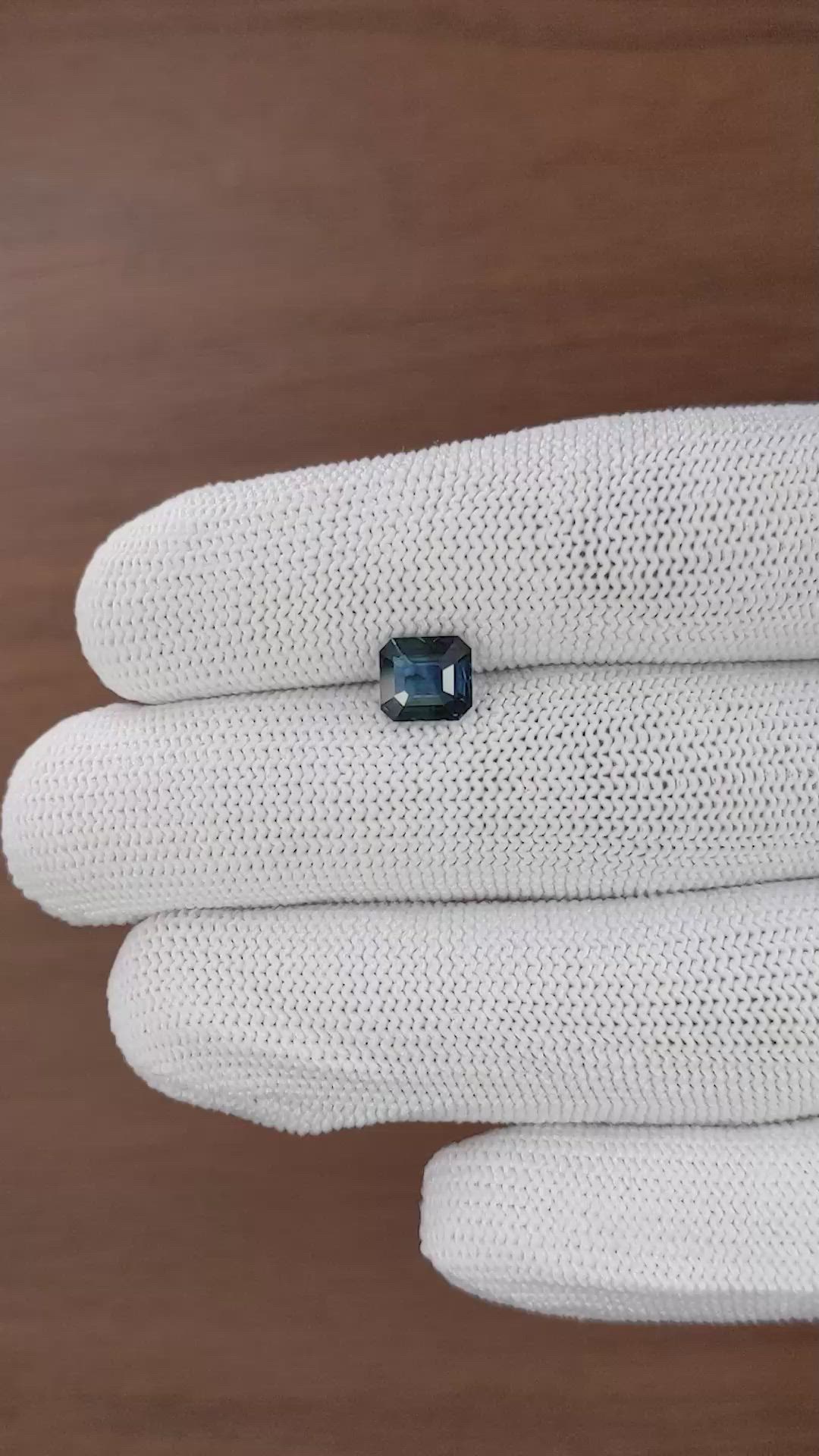 1.61 Ct. Greenish Blue Sapphire from Madagascar Size Video