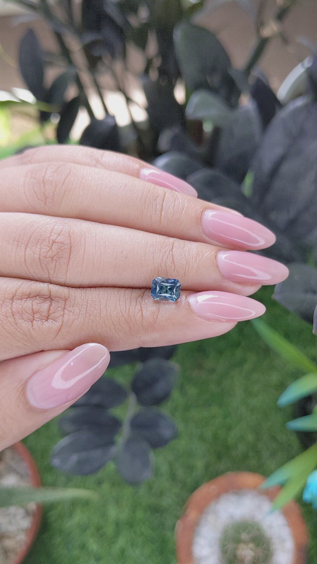 1.66 Ct. Greenish Blue Sapphire from Madagascar Size Video