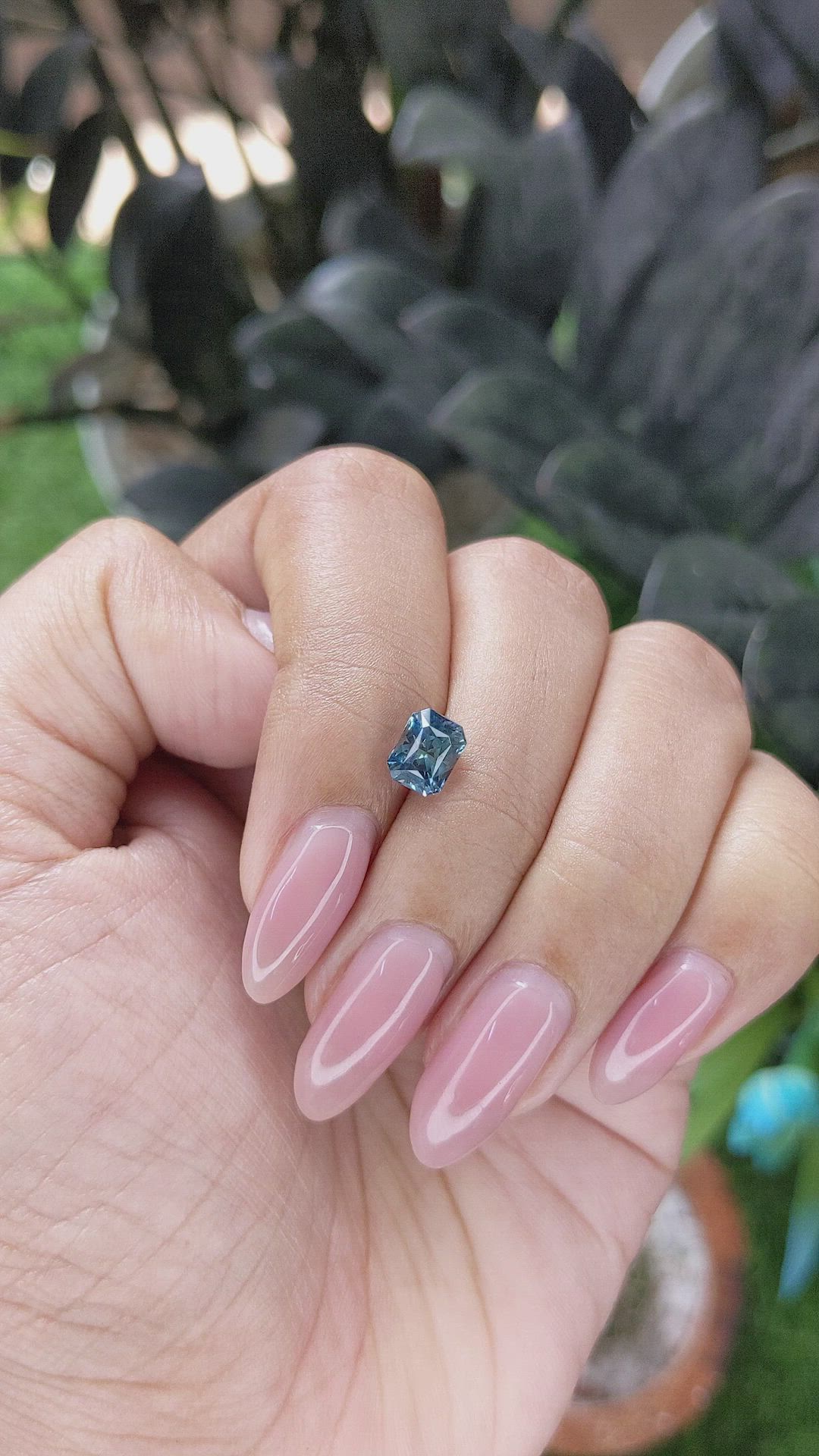 1.66 Ct. Greenish Blue Sapphire from Madagascar Size Video