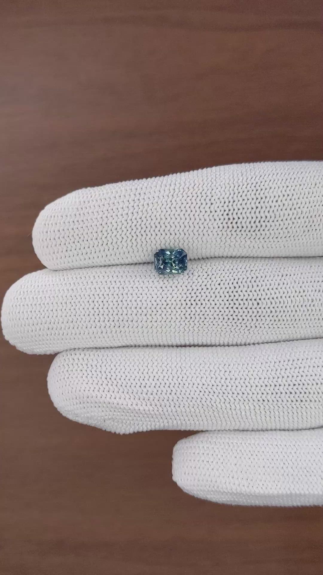 1.66 Ct. Greenish Blue Sapphire from Madagascar Size Video
