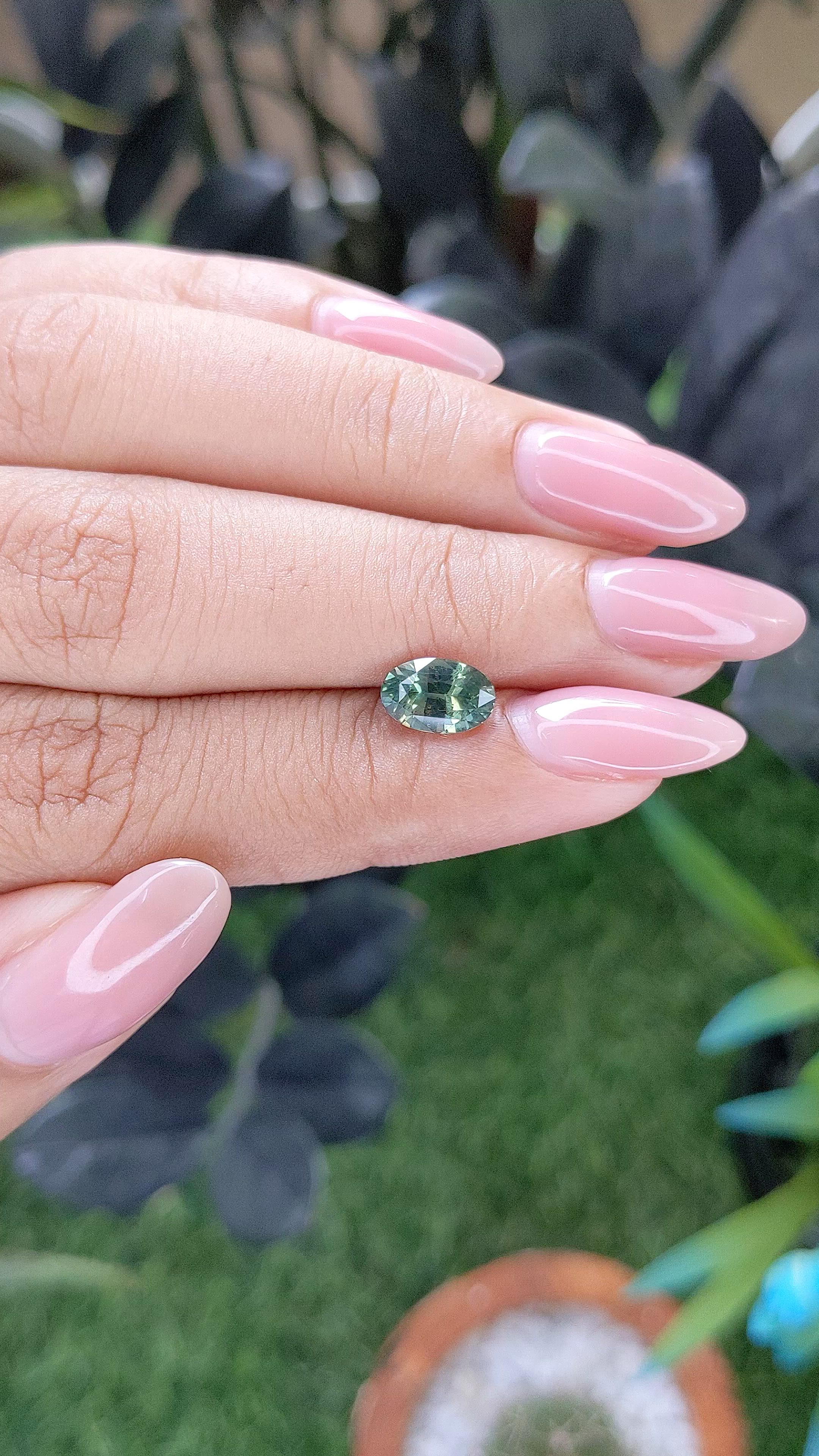 1.60 Ct. Bluish Green Sapphire from Madagascar Size Video