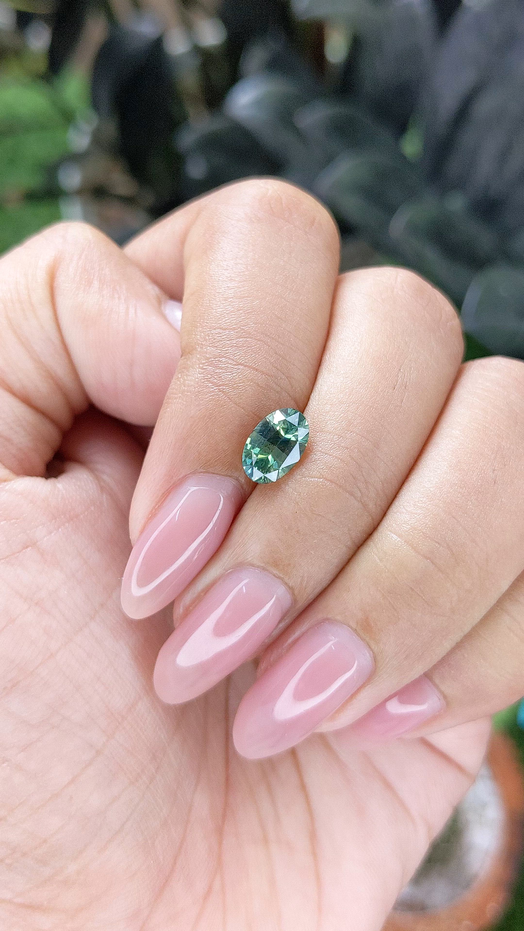 1.60 Ct. Bluish Green Sapphire from Madagascar Size Video