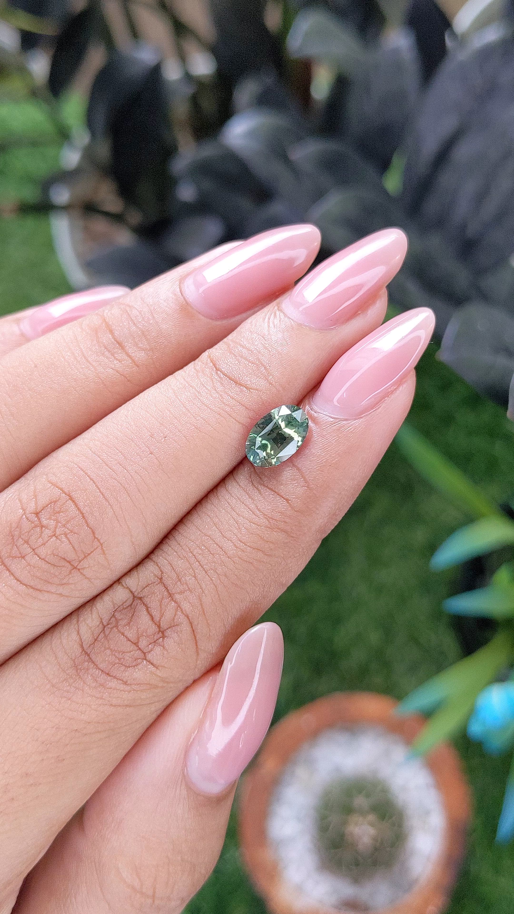 1.60 Ct. Bluish Green Sapphire from Madagascar Size Video