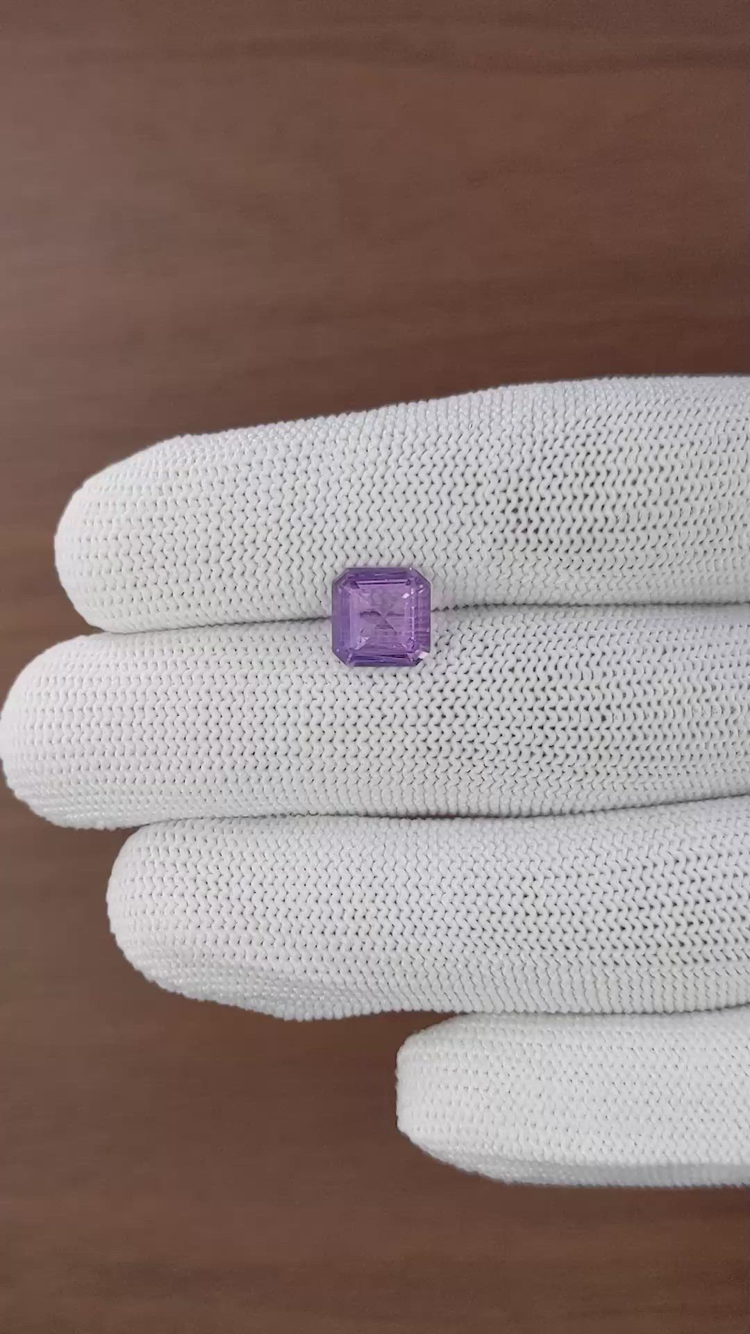 2.63 Ct. Pinkish Purple Sapphire from Madagascar Size Video