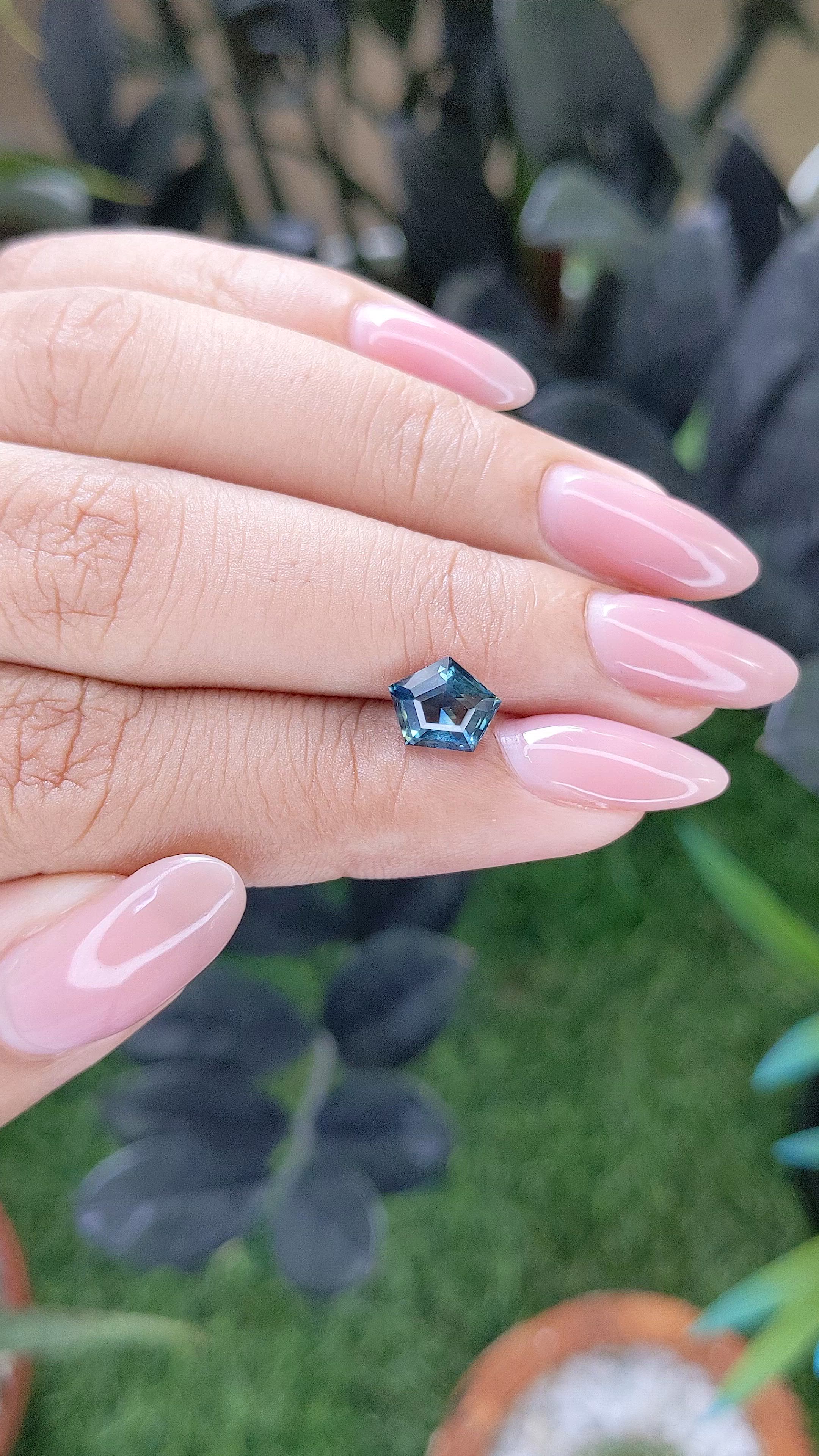 1.79 Ct. Greenish Blue Sapphire from Madagascar Size Video