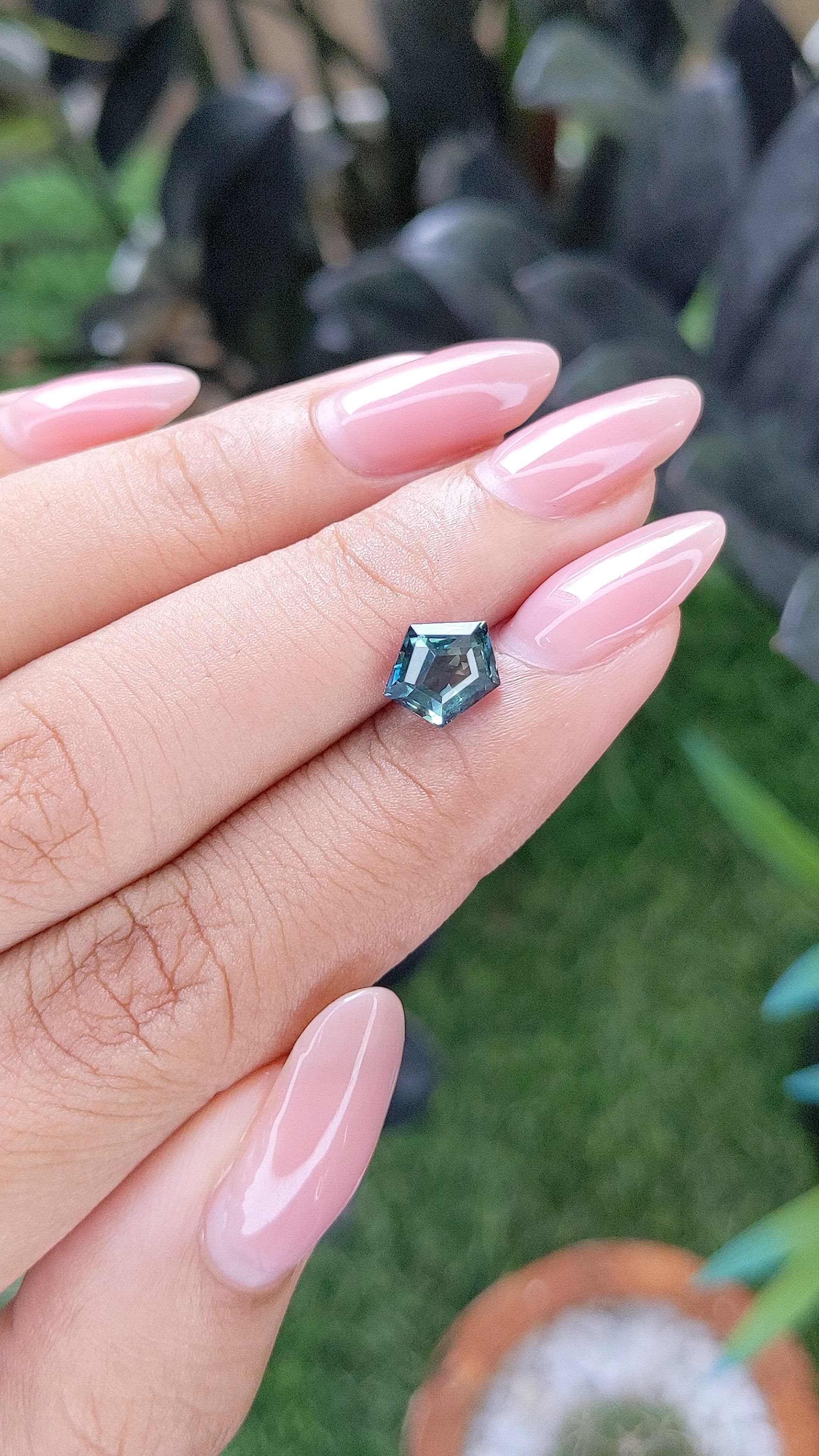 1.79 Ct. Greenish Blue Sapphire from Madagascar Size Video
