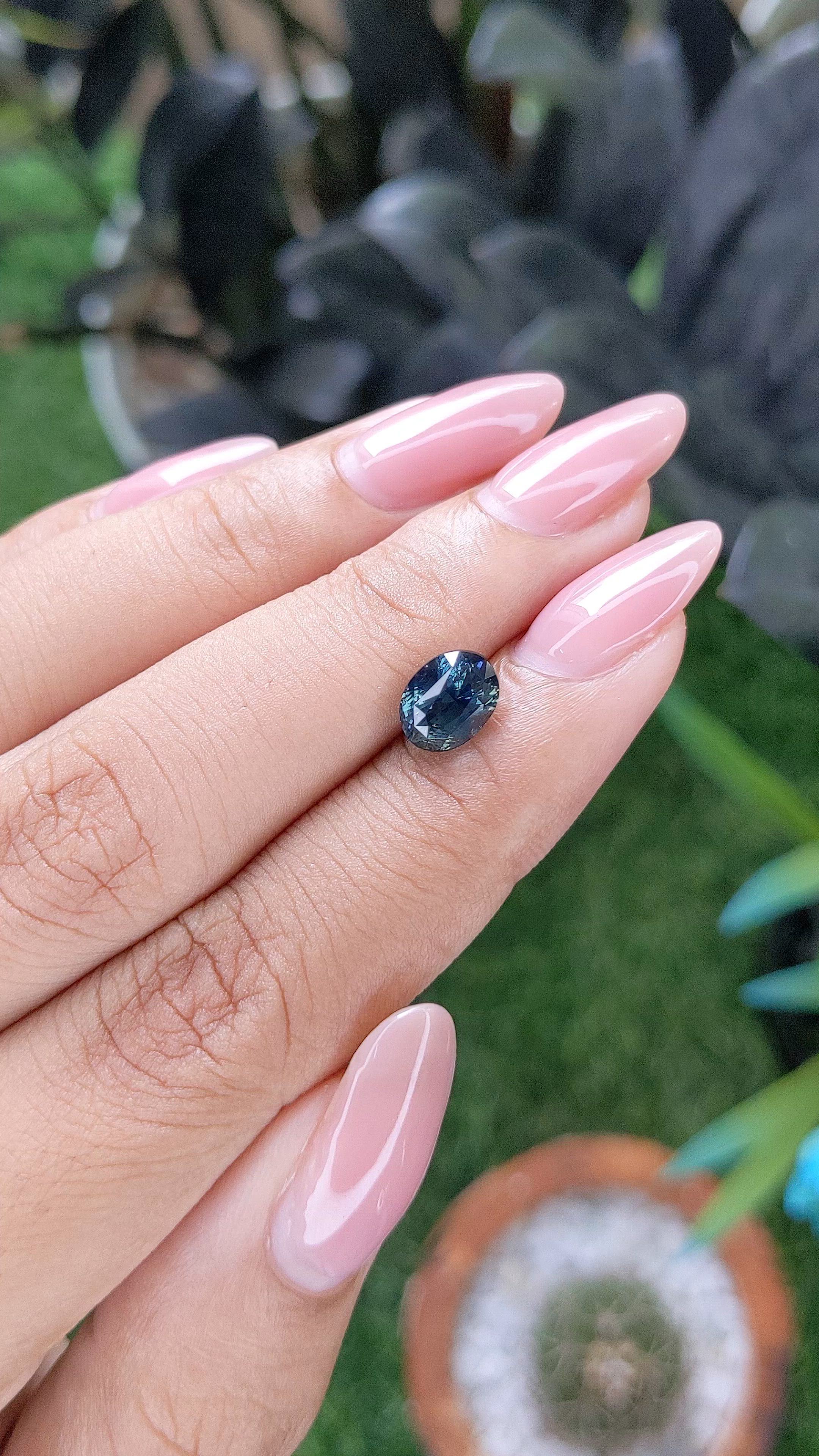 2.03 Ct. Greenish Blue Sapphire from Madagascar Size Video