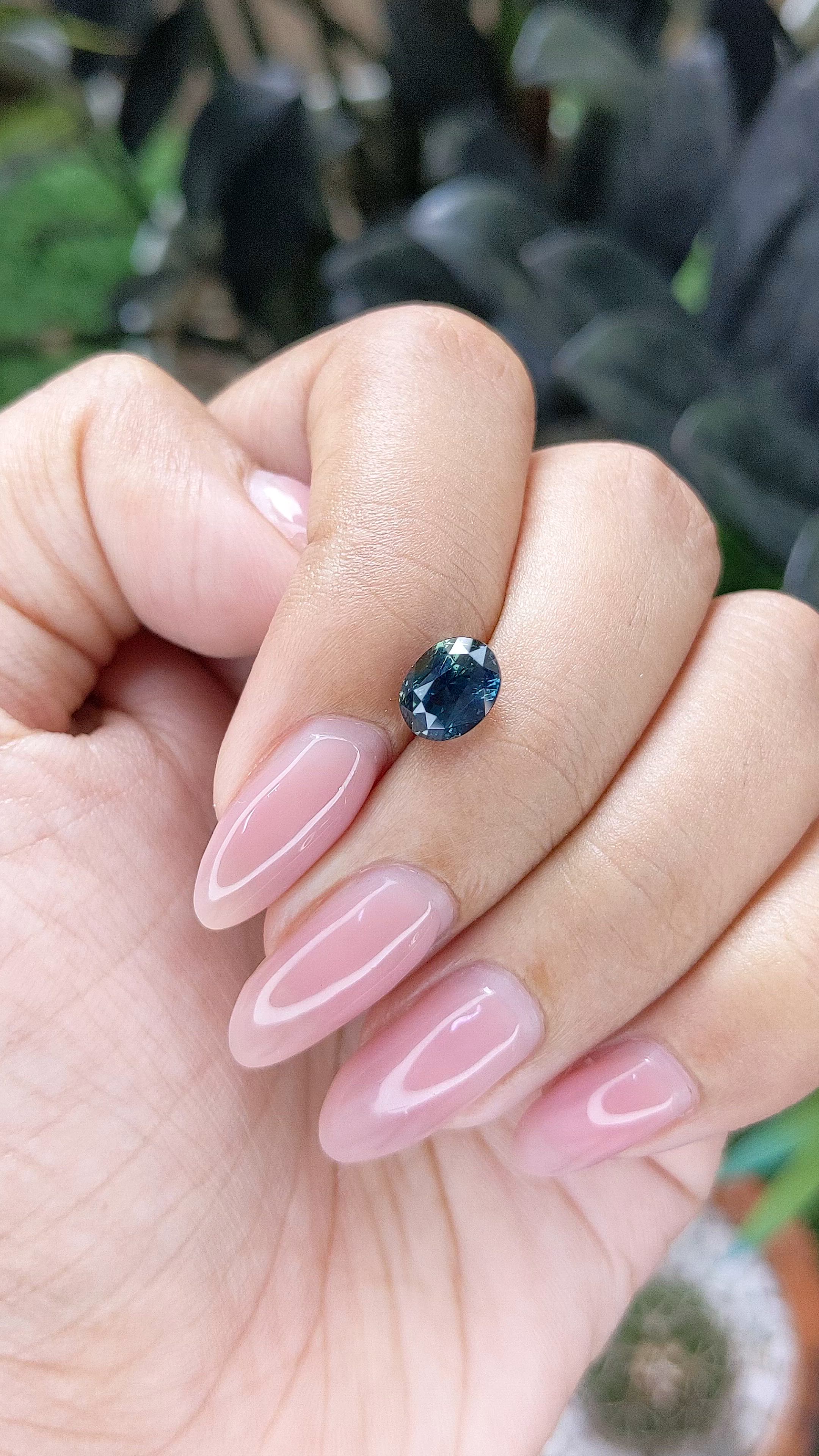 2.03 Ct. Greenish Blue Sapphire from Madagascar Size Video