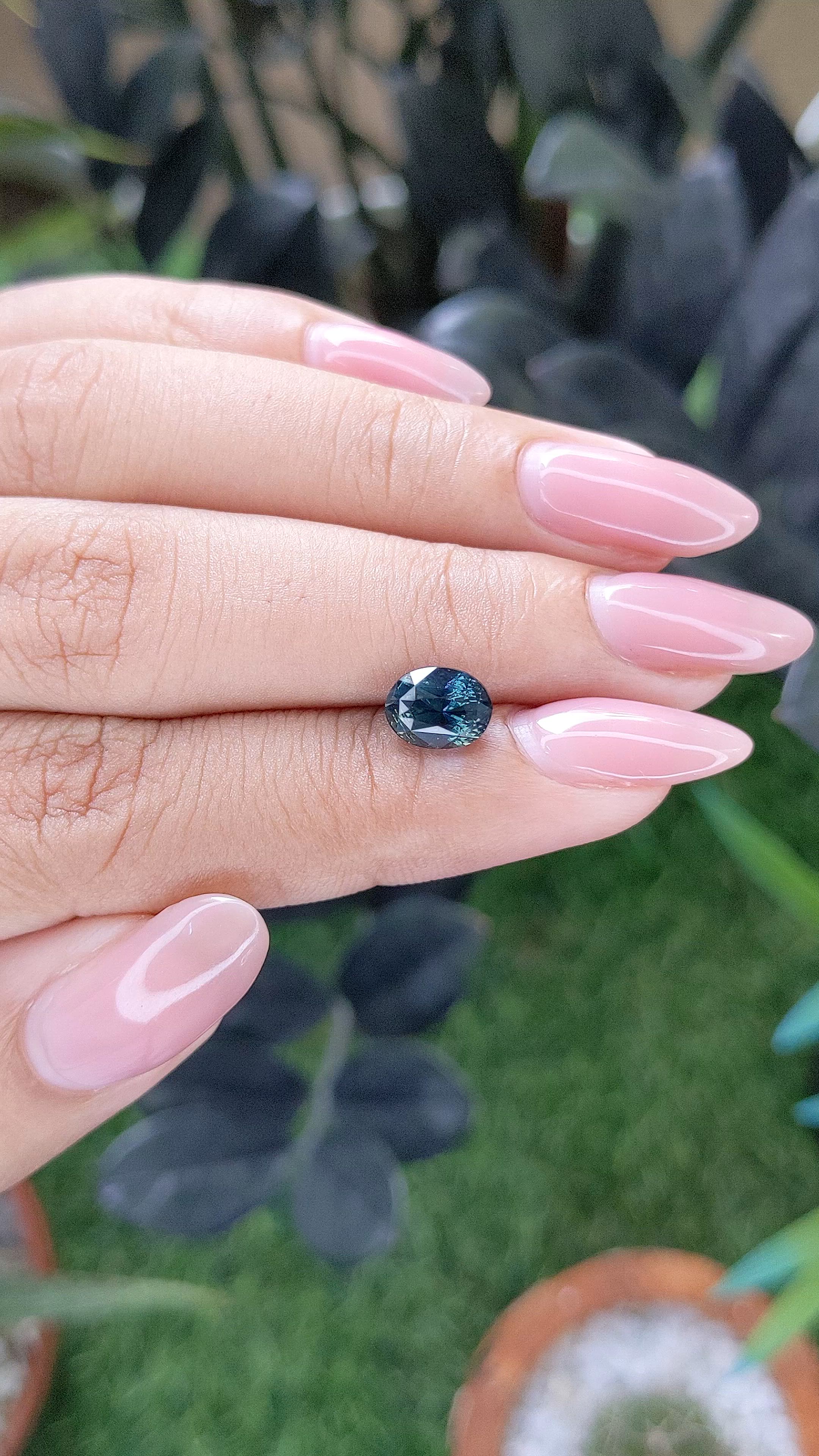 2.03 Ct. Greenish Blue Sapphire from Madagascar Size Video