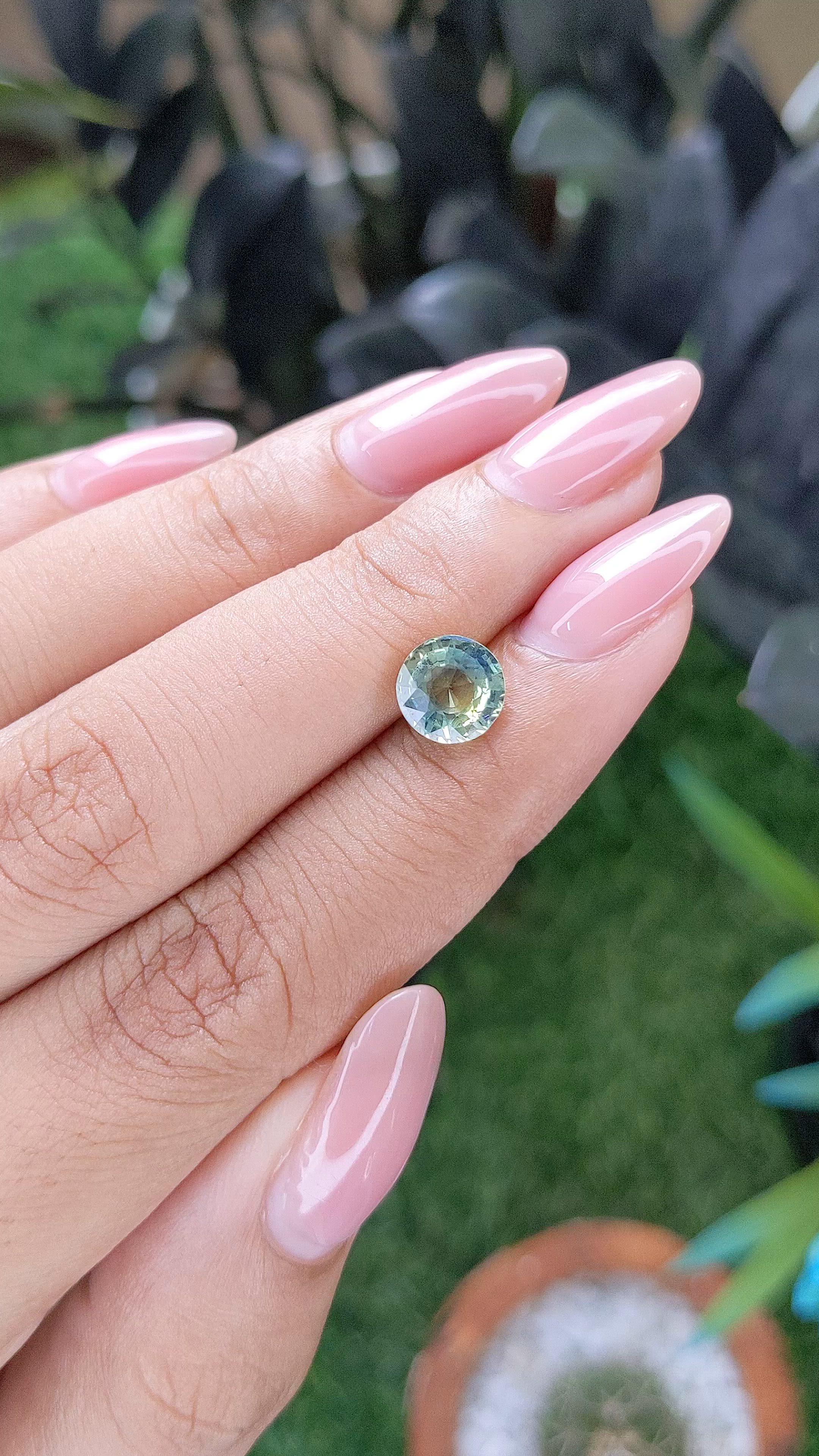 2.01 Ct. Bluish Green Sapphire from Madagascar Size Video