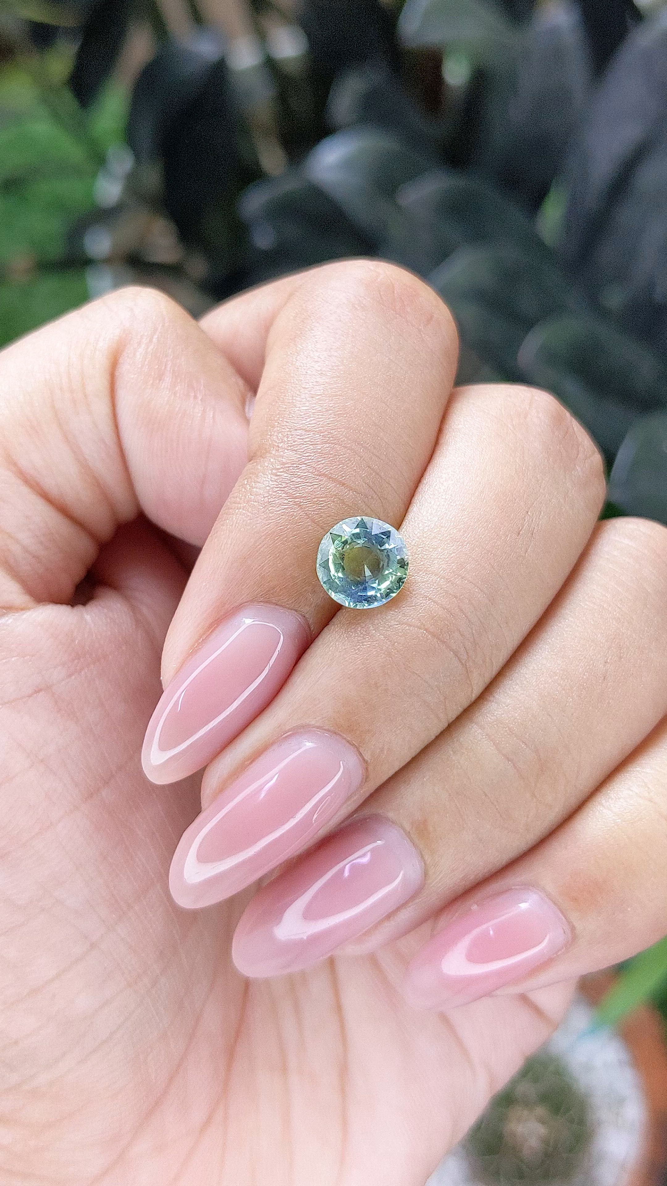 2.01 Ct. Bluish Green Sapphire from Madagascar Size Video