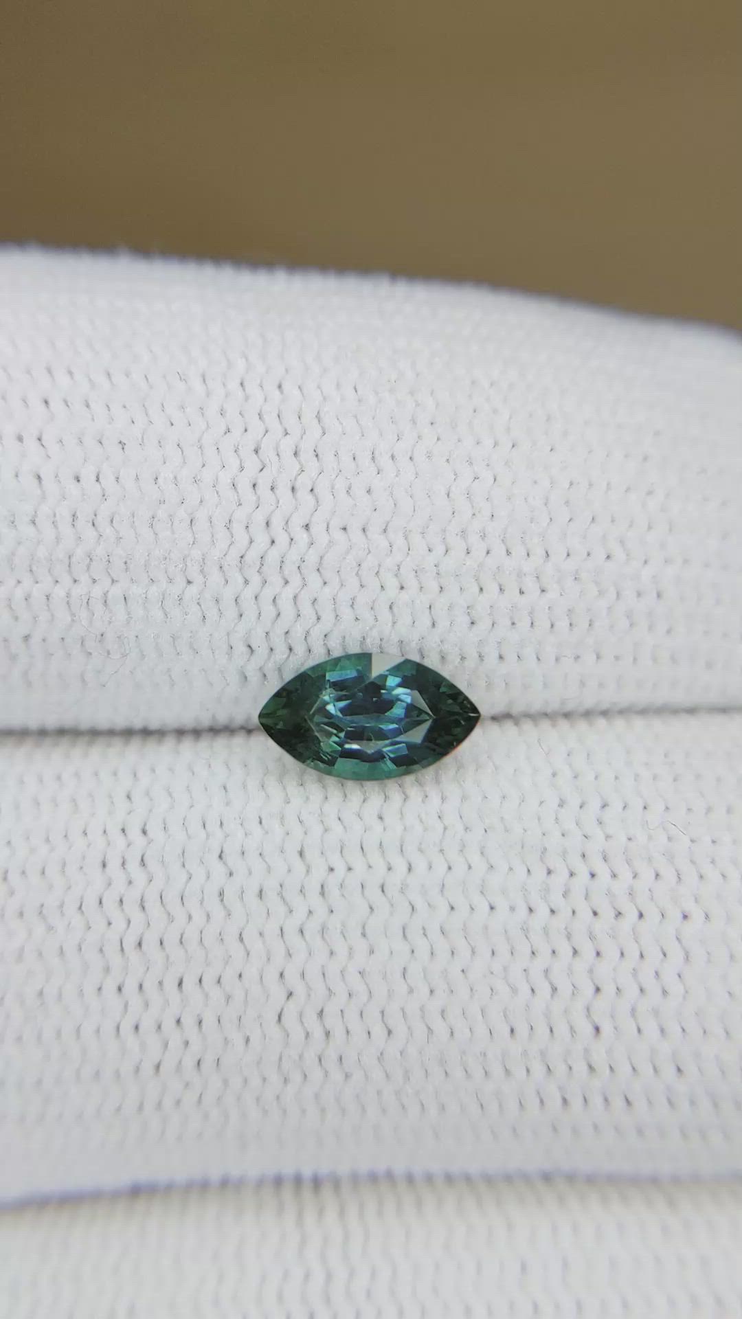 0.97 Ct. Bluish Green Sapphire from Montana Size Video