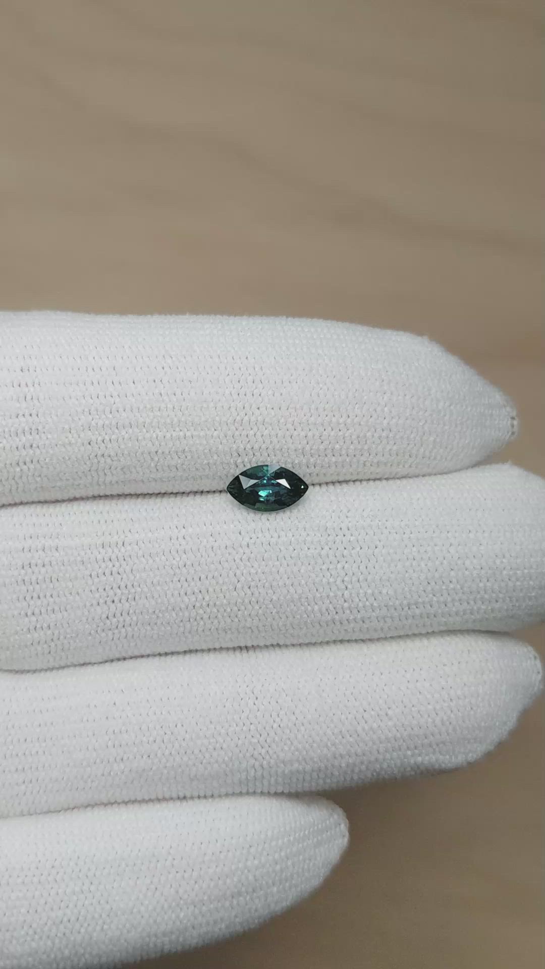 0.97 Ct. Bluish Green Sapphire from Montana Size Video