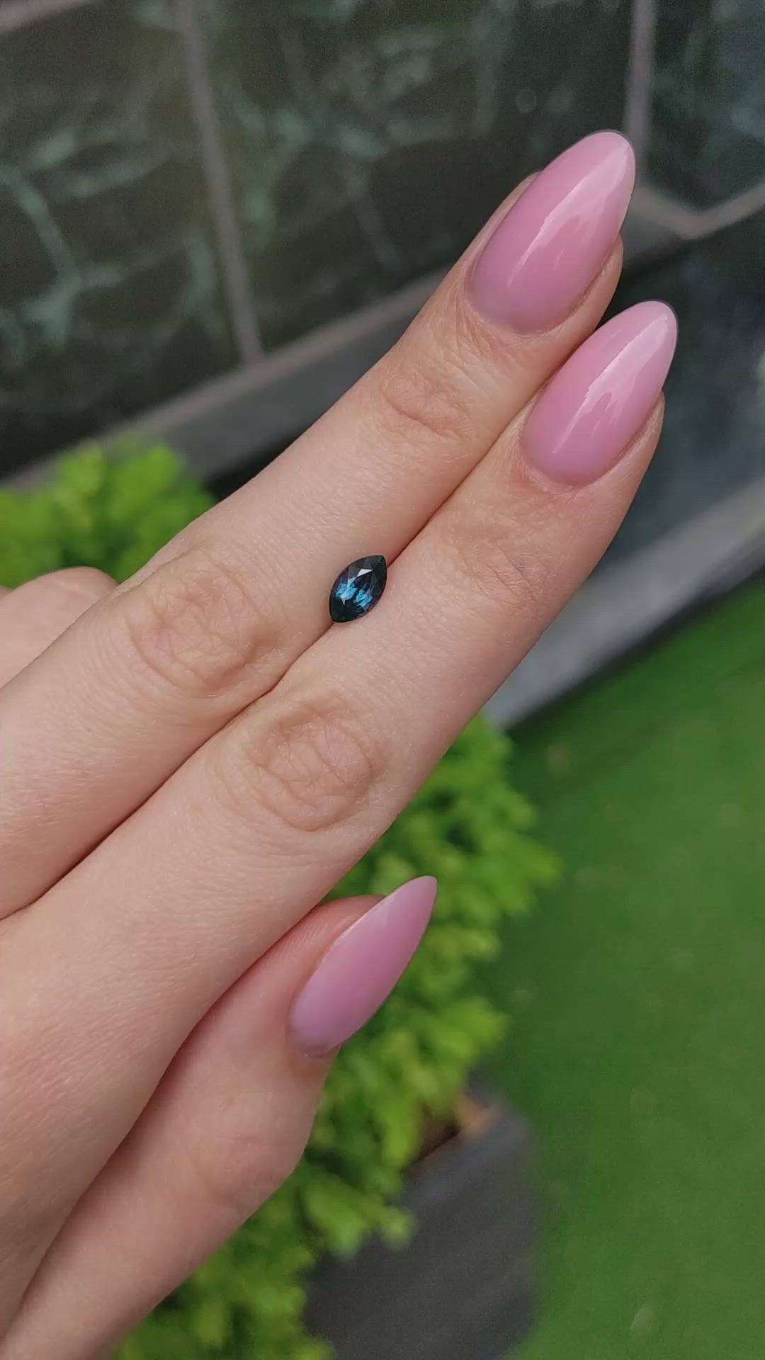 0.97 Ct. Bluish Green Sapphire from Montana Size Video