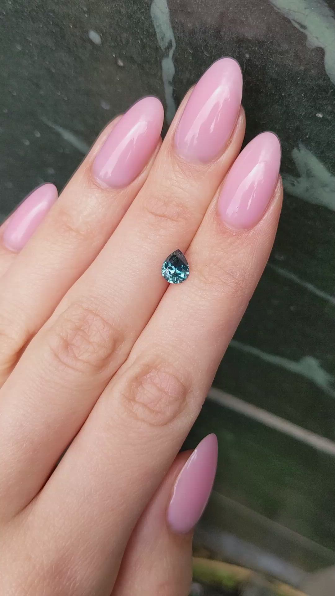 0.95 Ct. Bluish Green Sapphire from Montana Size Video