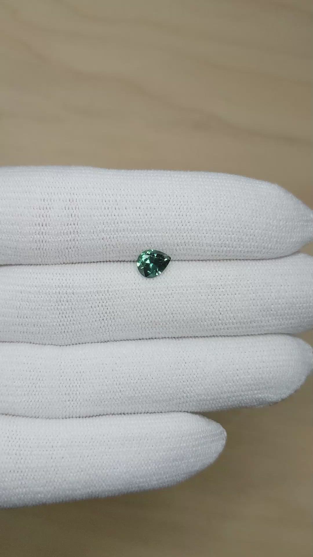 0.95 Ct. Bluish Green Sapphire from Montana Size Video