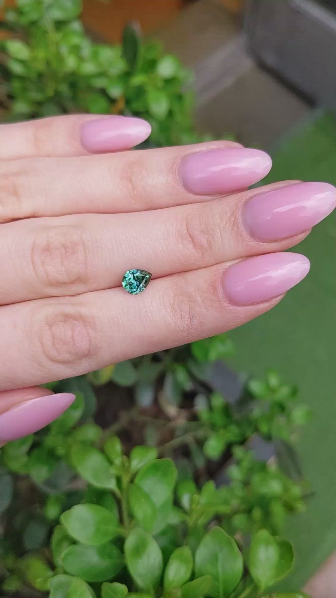 0.95 Ct. Bluish Green Sapphire from Montana Size Video