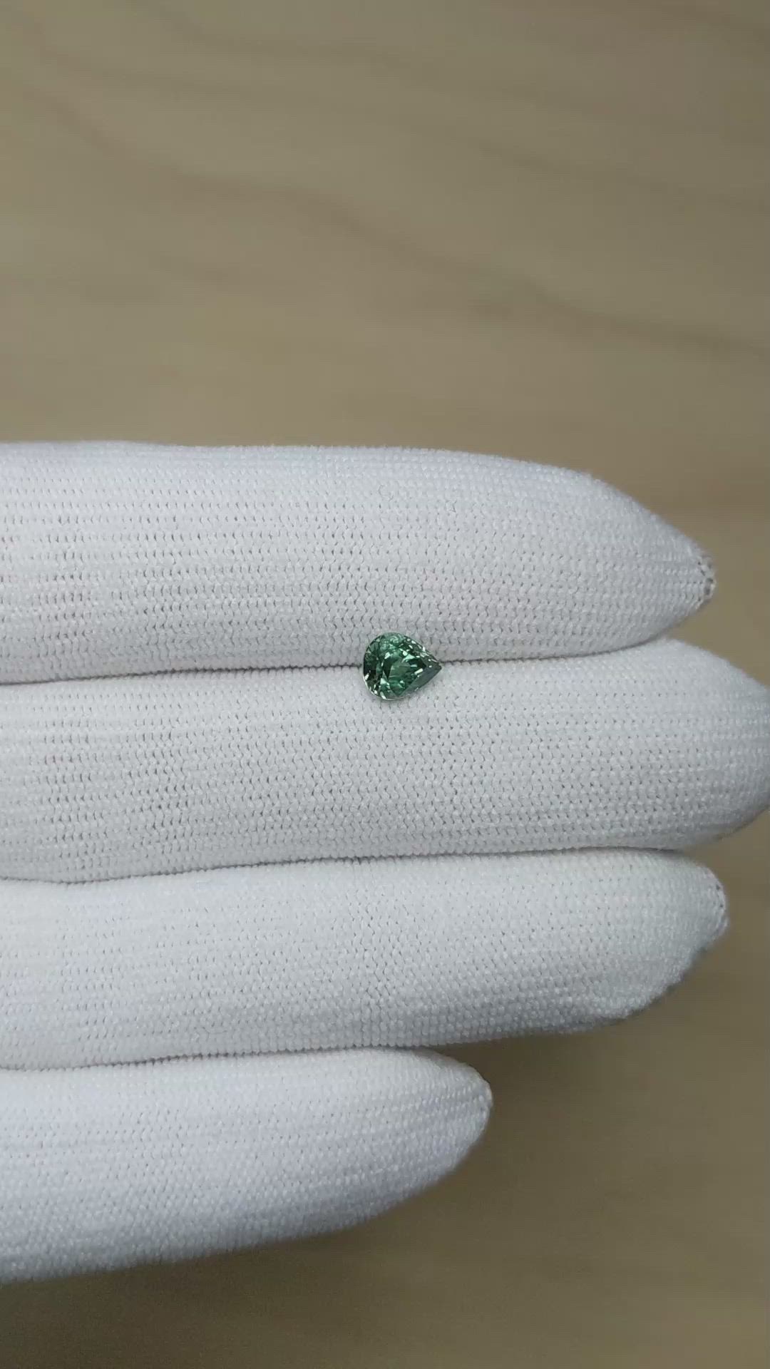 0.98 Ct. Bluish Green Sapphire from Montana Size Video