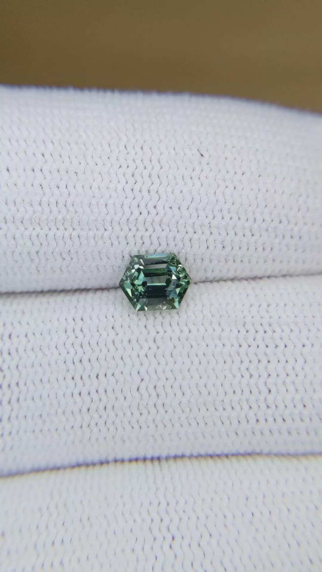 0.94 Ct. Bluish Green Sapphire from Montana Size Video