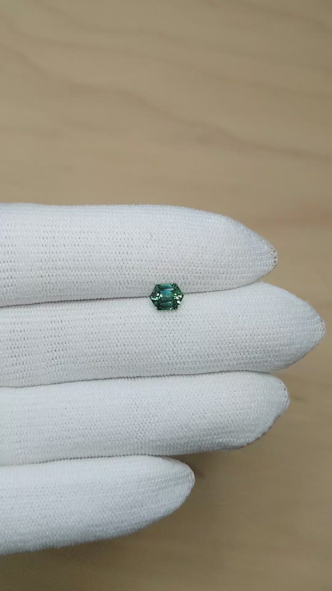 0.94 Ct. Bluish Green Sapphire from Montana Size Video
