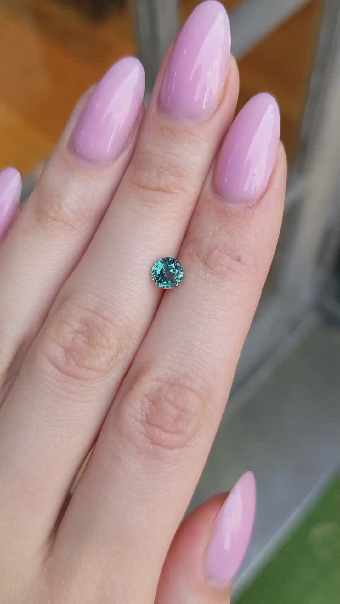 0.97 Ct. Bluish Green Sapphire from Montana Size Video
