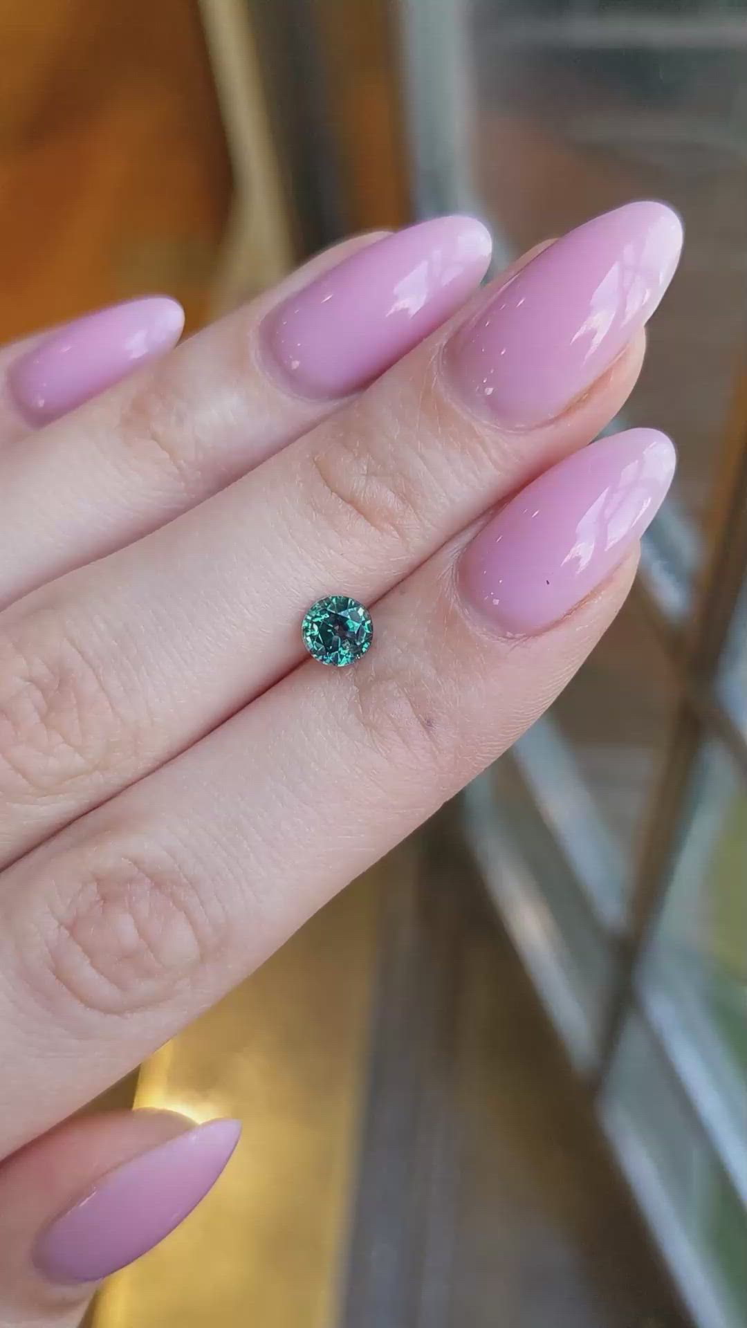 0.97 Ct. Bluish Green Sapphire from Montana Size Video