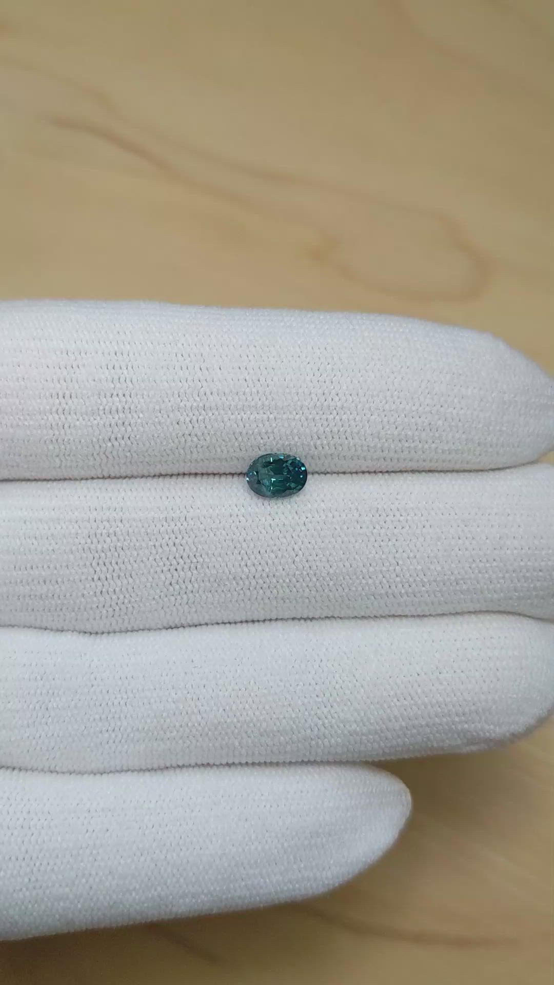 0.99 Ct. Greenish Blue Sapphire from Montana Size Video