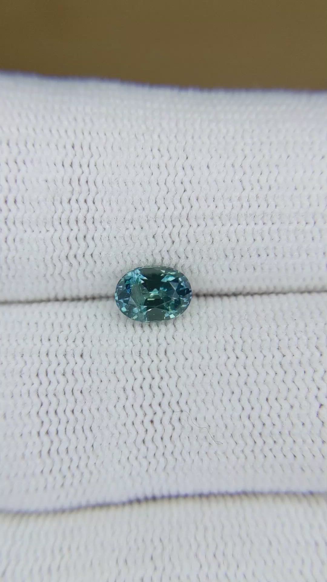 0.99 Ct. Greenish Blue Sapphire from Montana Size Video