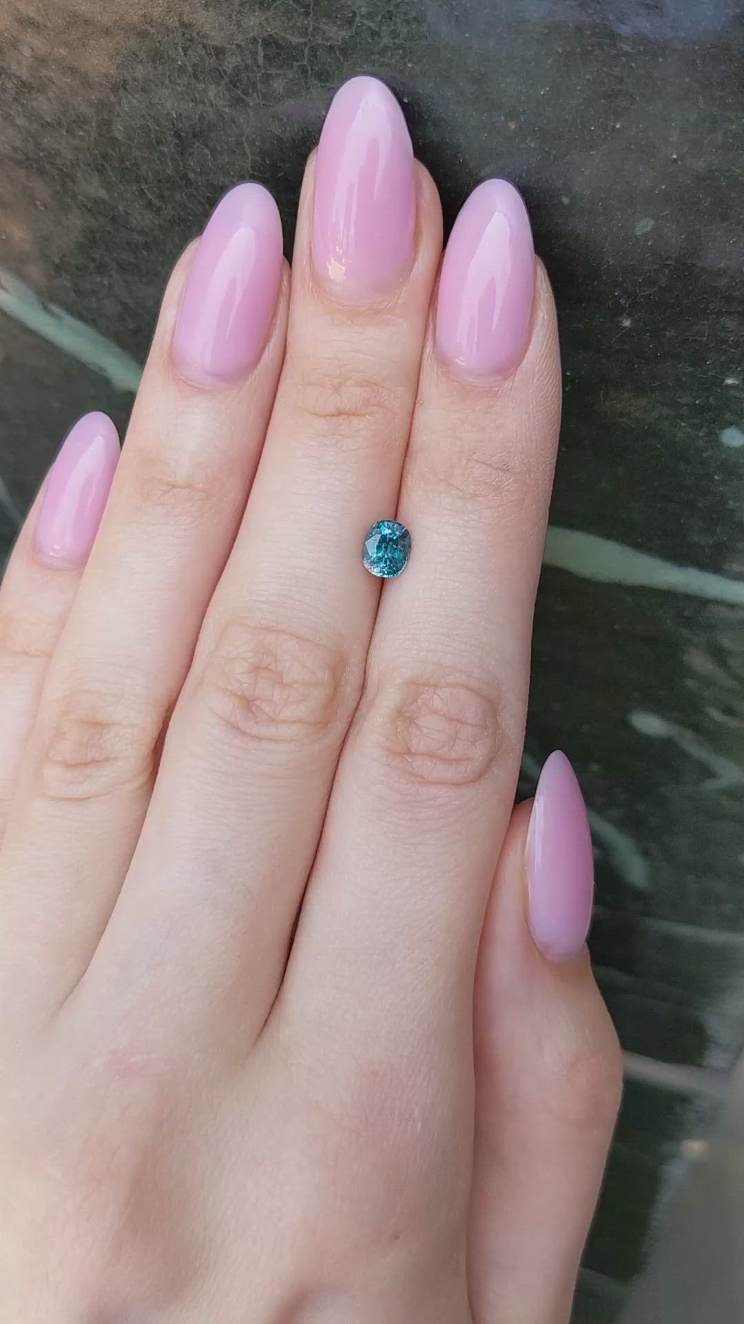 0.97 Ct. Greenish Blue Sapphire from Montana Size Video