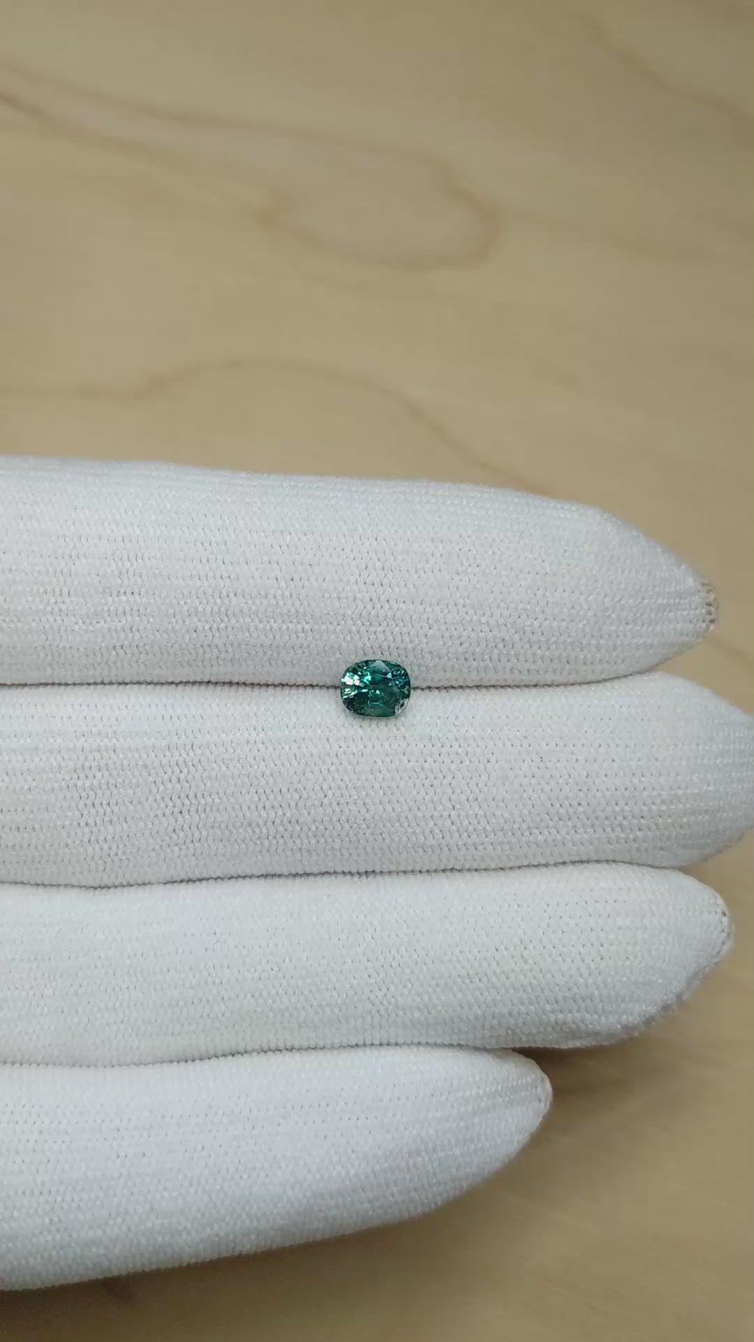 0.97 Ct. Greenish Blue Sapphire from Montana Size Video