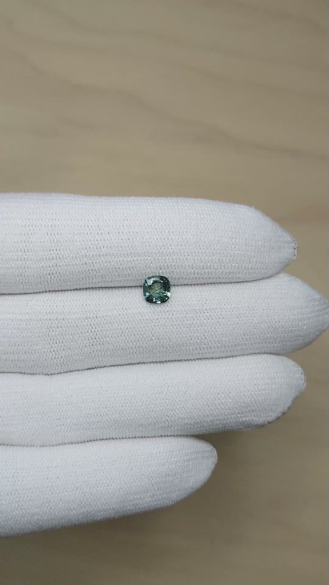 0.94 Ct. Bluish Green Sapphire from Montana Size Video
