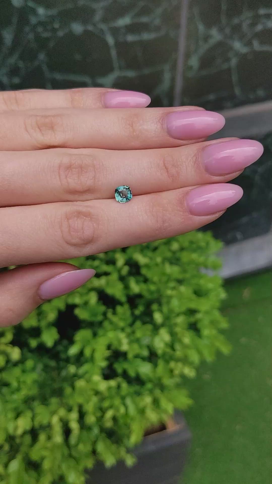 0.94 Ct. Bluish Green Sapphire from Montana Size Video