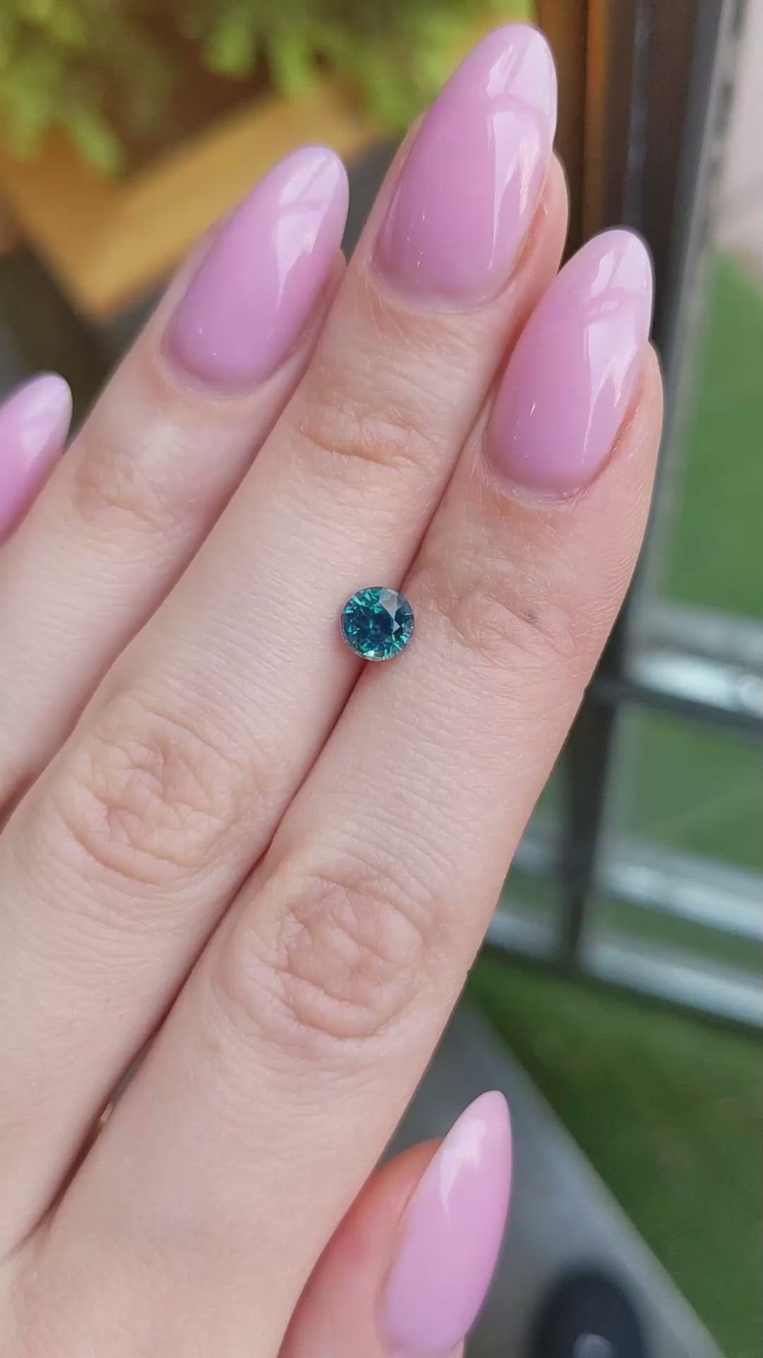 0.92 Ct. Greenish Blue Sapphire from Montana Size Video