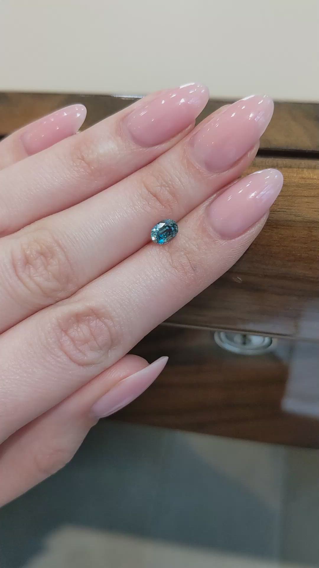 0.99 Ct. Bluish Green Sapphire from Montana Size Video
