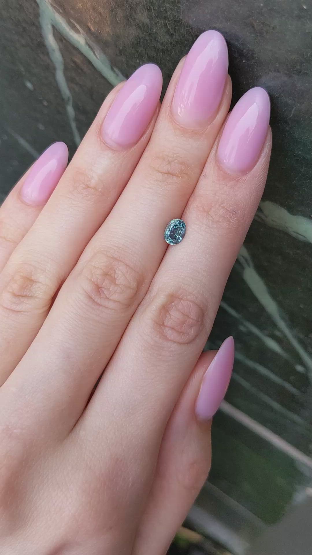 0.99 Ct. Bluish Green Sapphire from Montana Size Video