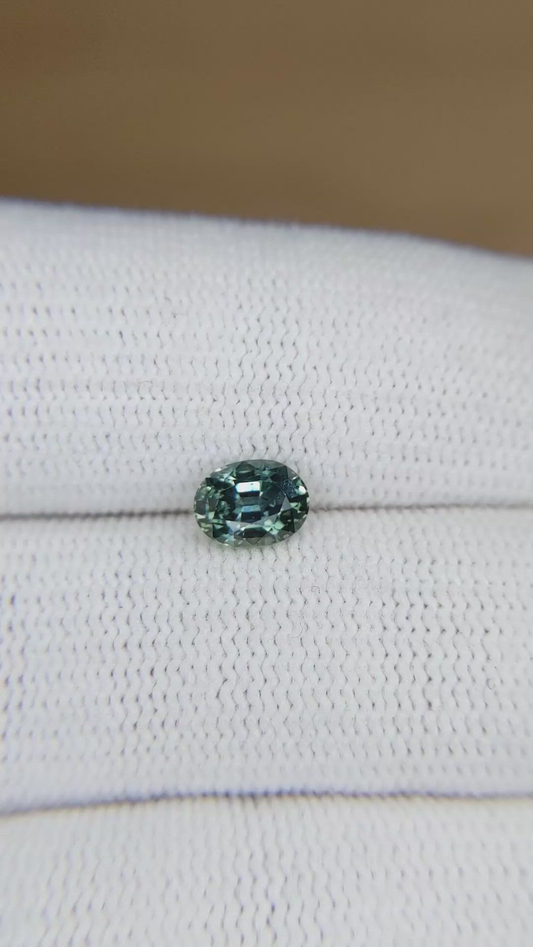 0.97 Ct. Bluish Green Sapphire from Montana Size Video