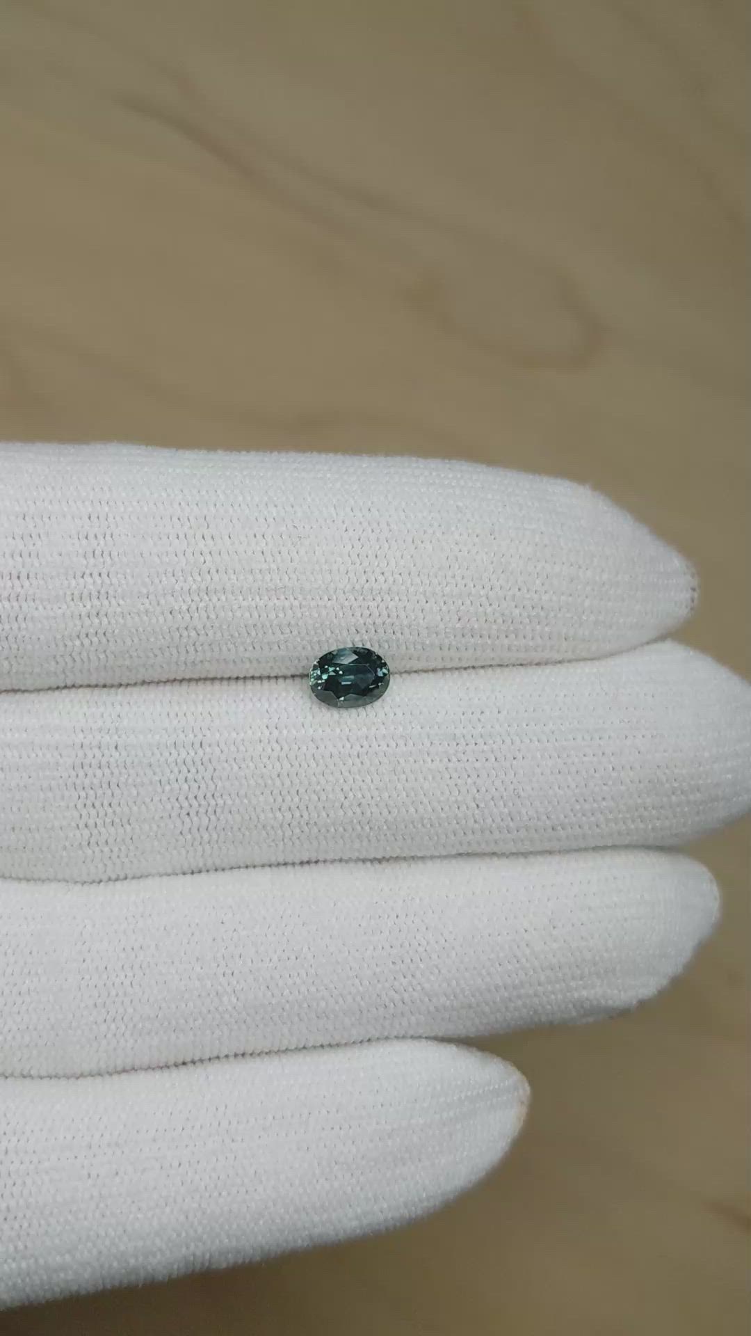 0.97 Ct. Bluish Green Sapphire from Montana Size Video