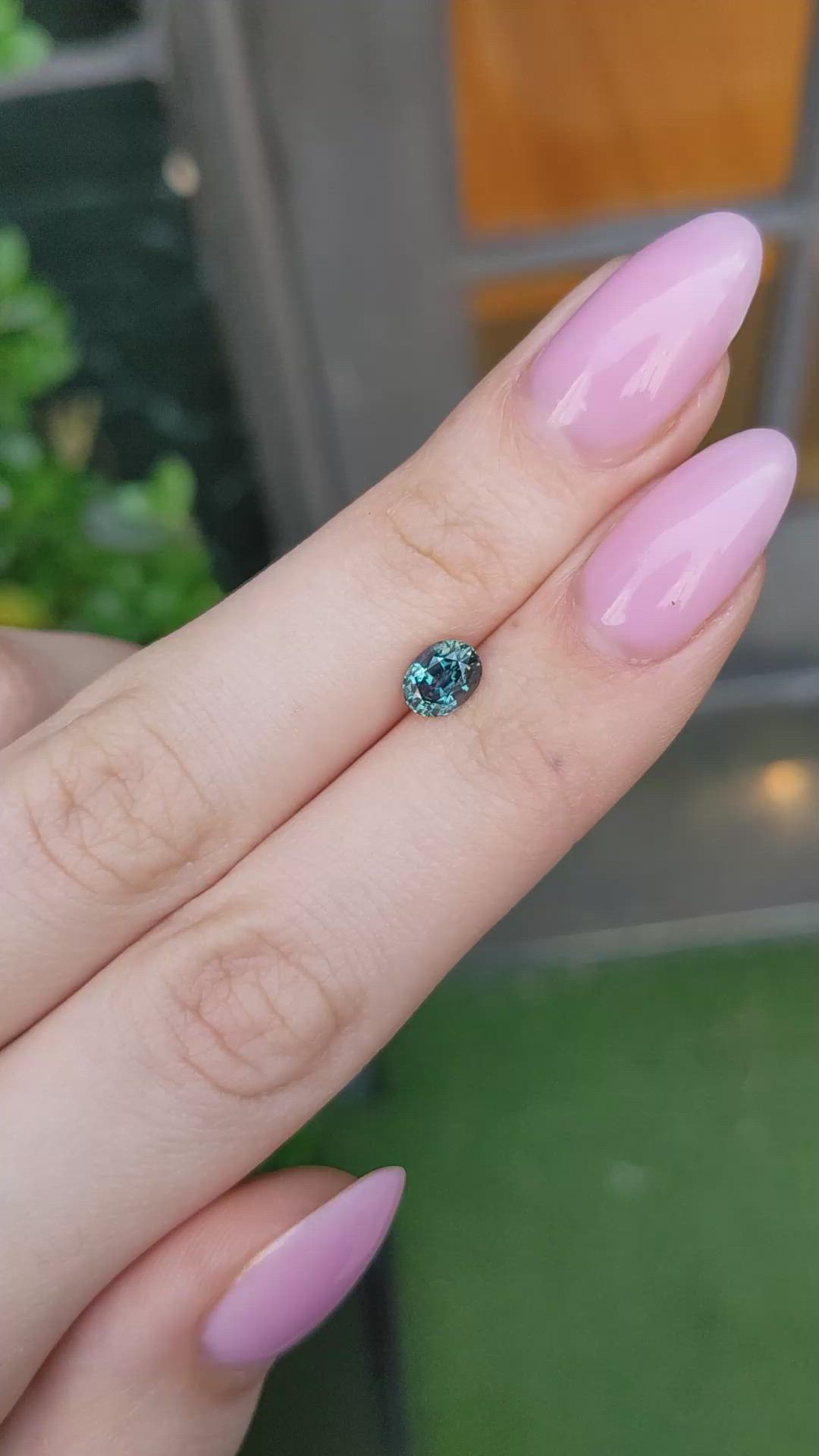 0.97 Ct. Bluish Green Sapphire from Montana Size Video