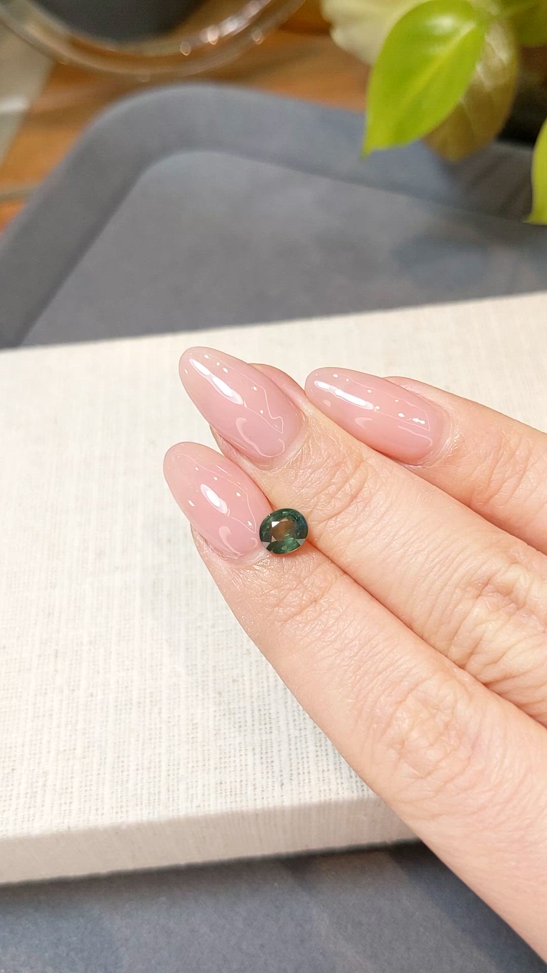 0.90 Ct. Bluish Green Sapphire from Ceylon (Sri Lanka) Size Video