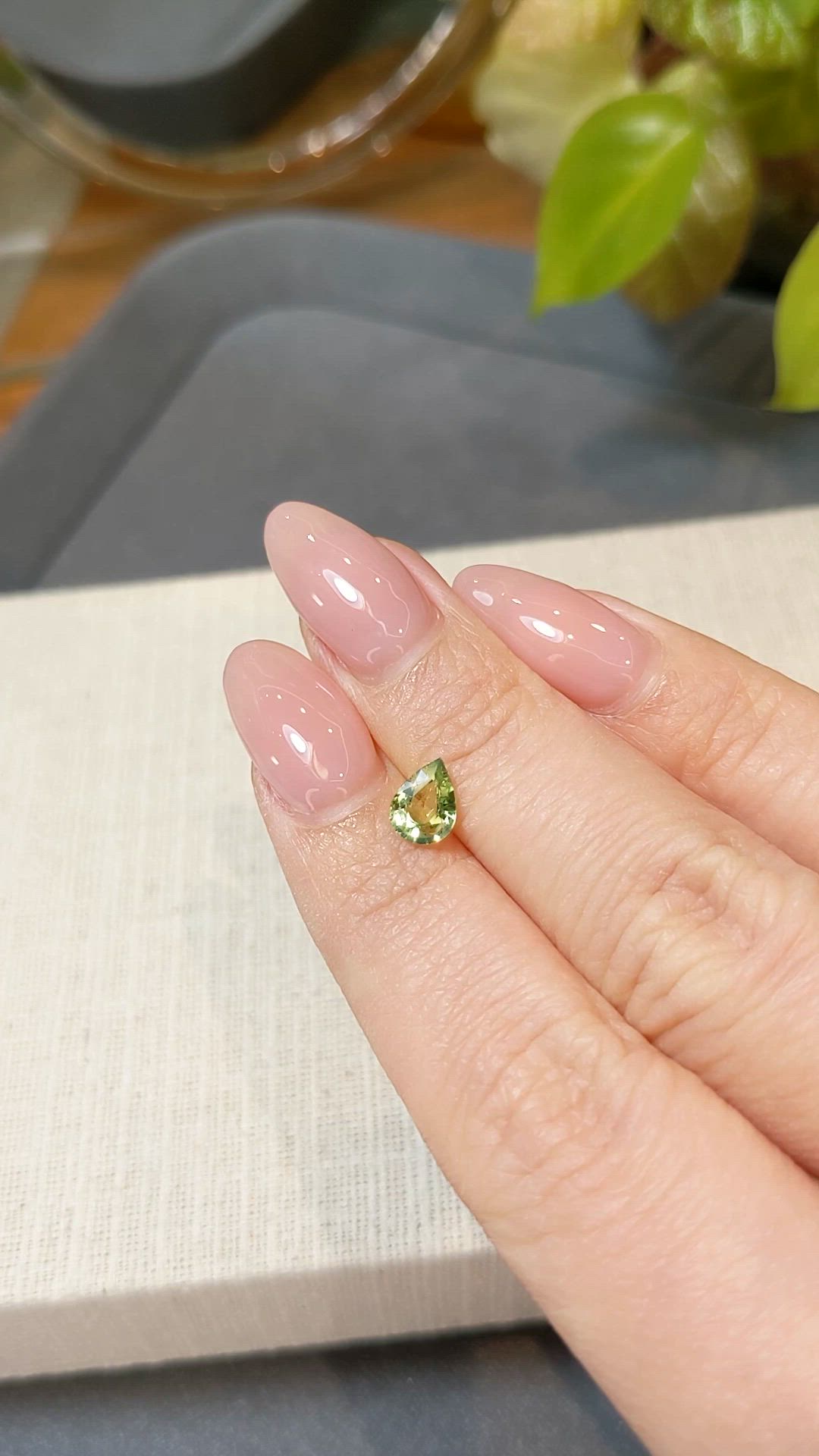 0.88 Ct. Yellowish Green Sapphire from Ceylon (Sri Lanka) Size Video