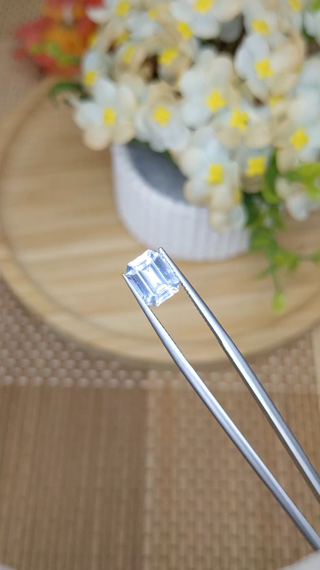 3.07 Ct. White Sapphire from Ceylon (Sri Lanka) Size Video