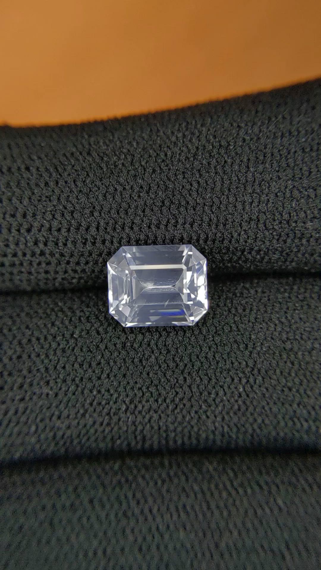 3.07 Ct. White Sapphire from Ceylon (Sri Lanka) Size Video