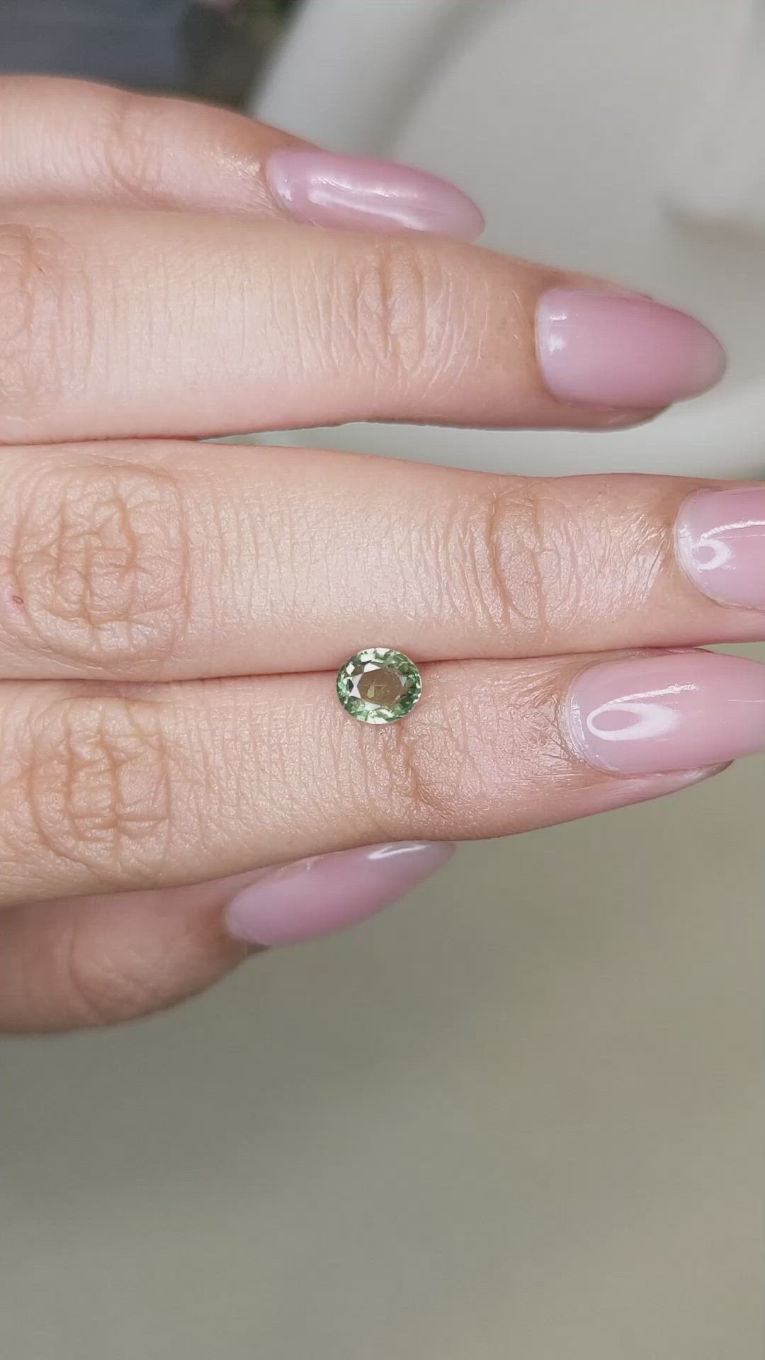 0.72 Ct. Green Sapphire from Ceylon (Sri Lanka) Size Video
