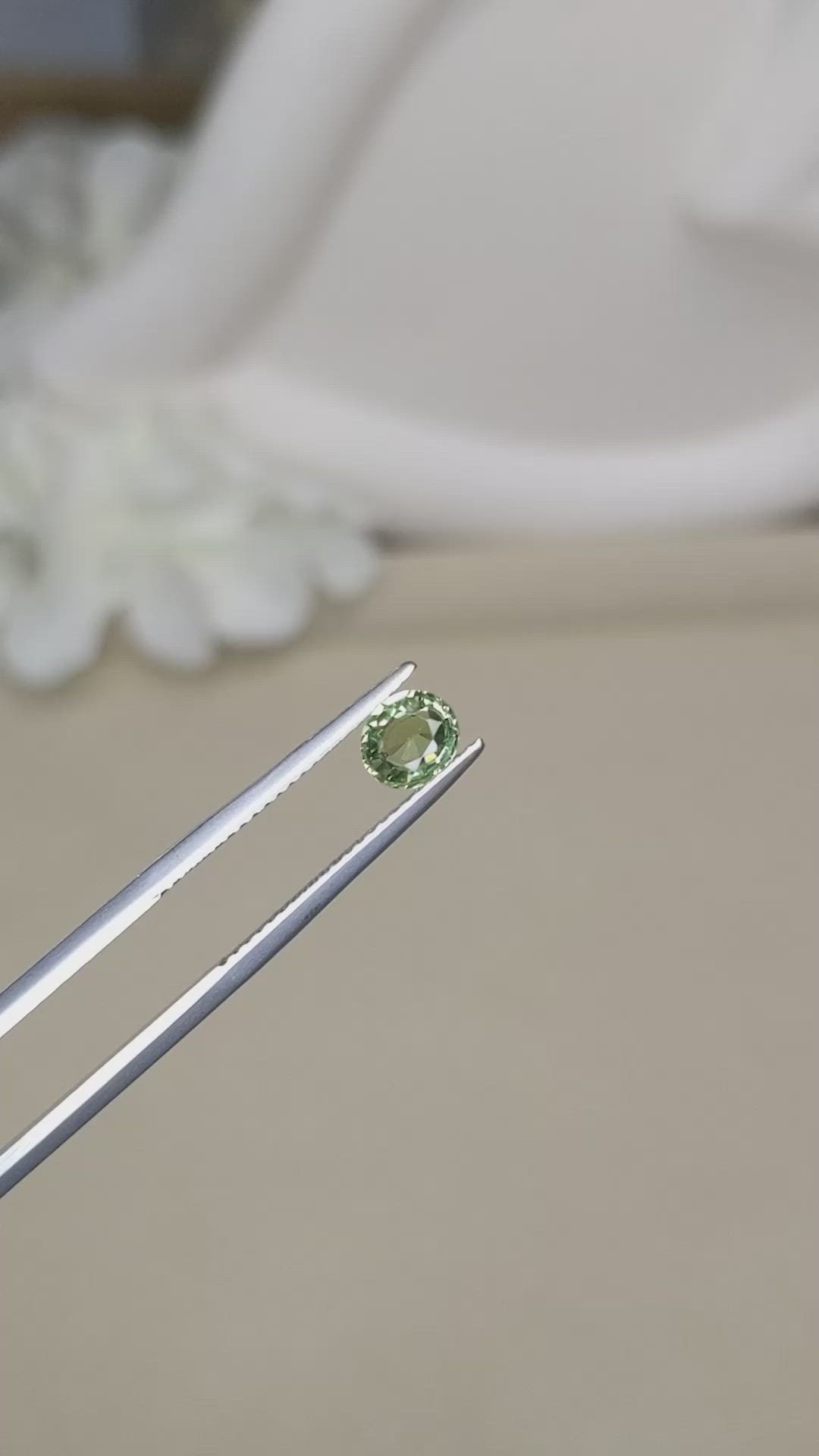 0.72 Ct. Green Sapphire from Ceylon (Sri Lanka) Size Video
